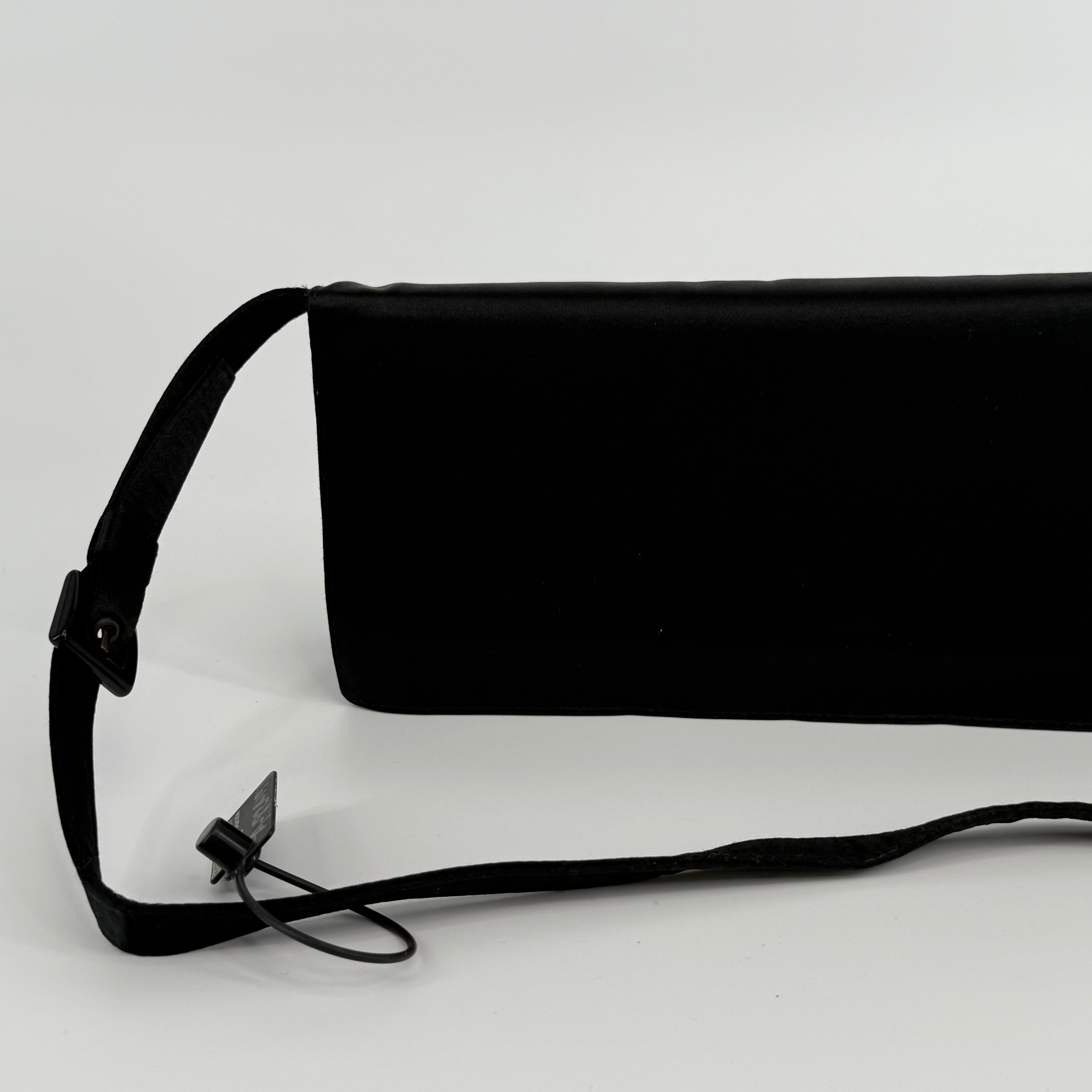 Prada Suede Black Pochette Shoulder Bag