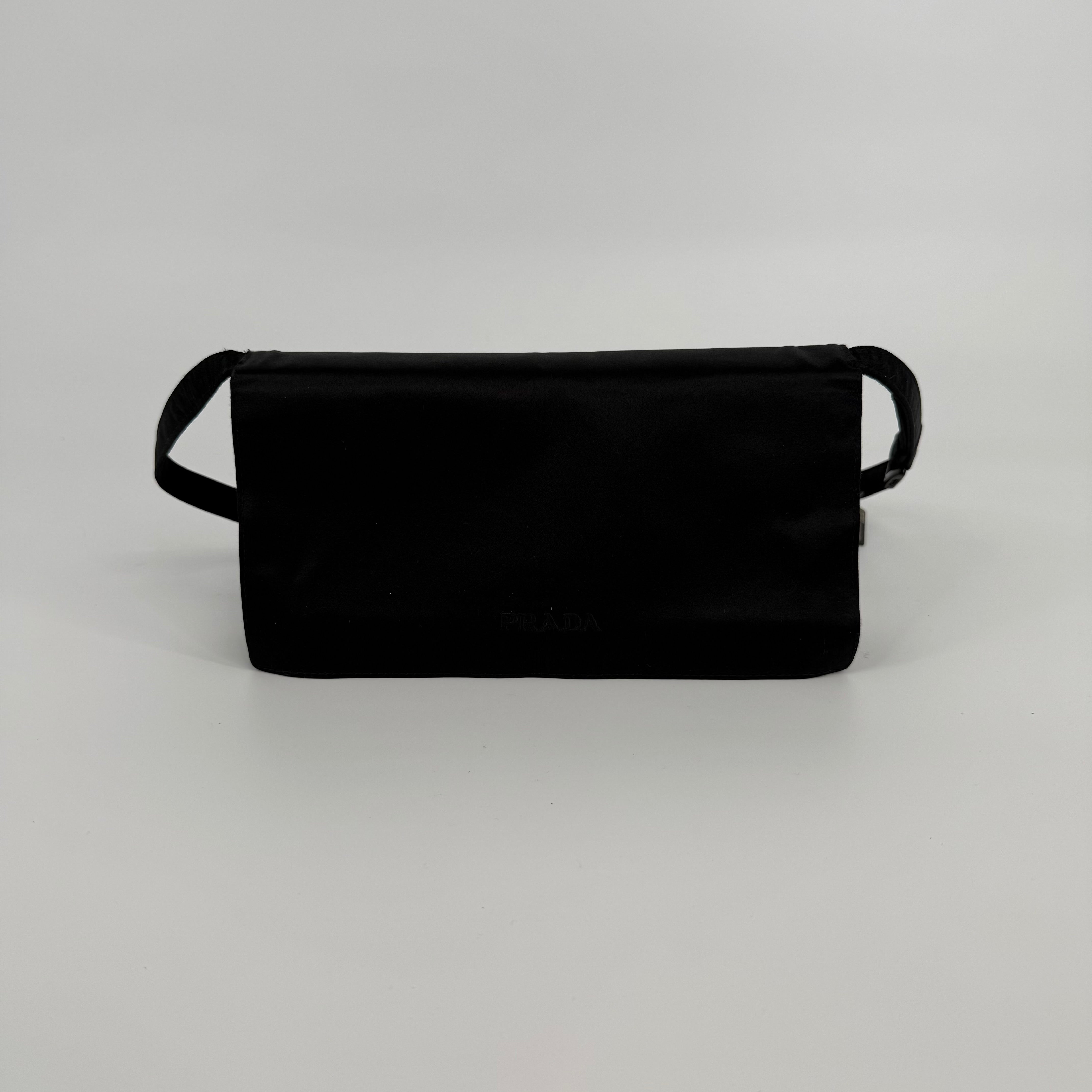 Prada Suede Black Pochette Shoulder Bag