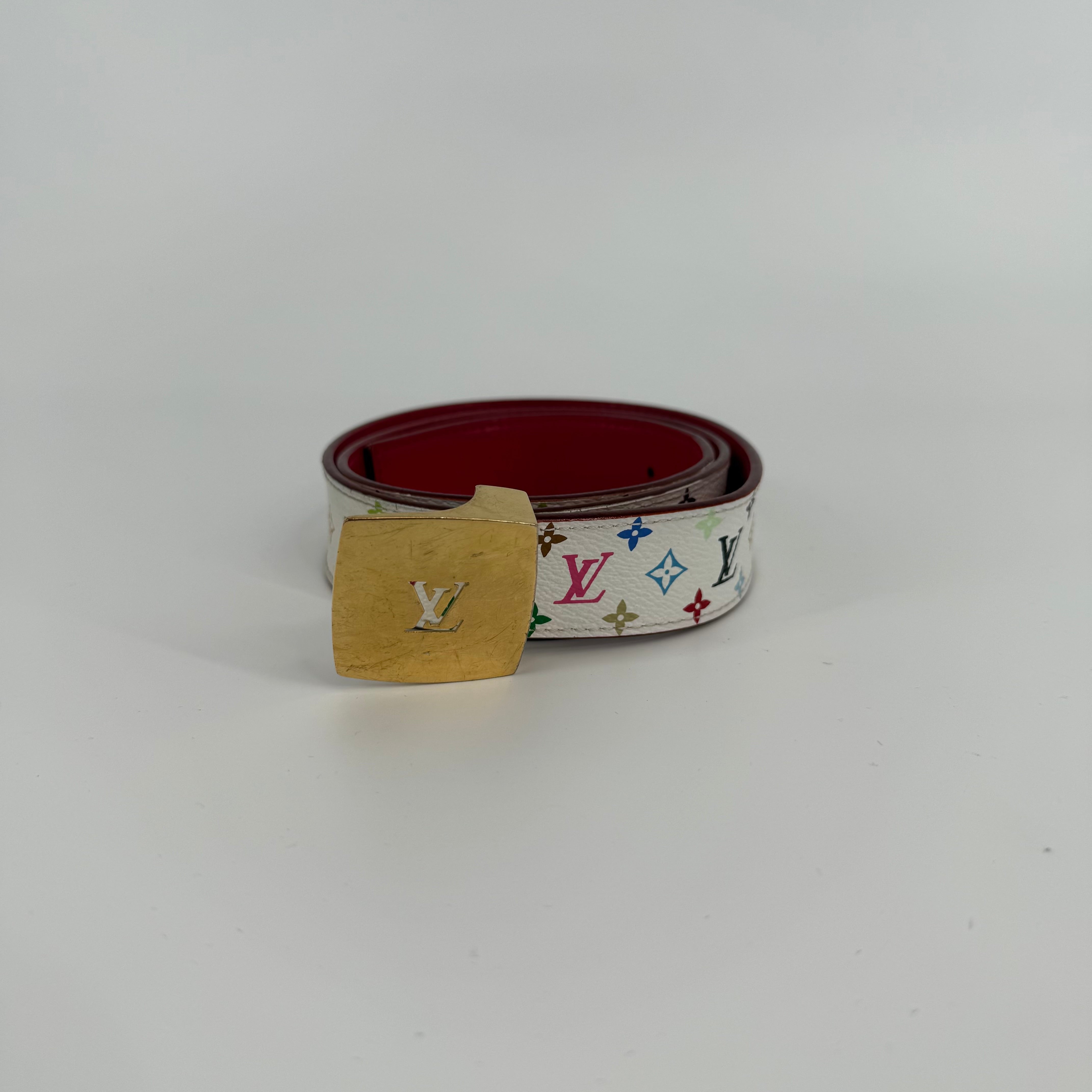 Louis Vuitton Takashi Murakami White Belt 91CM