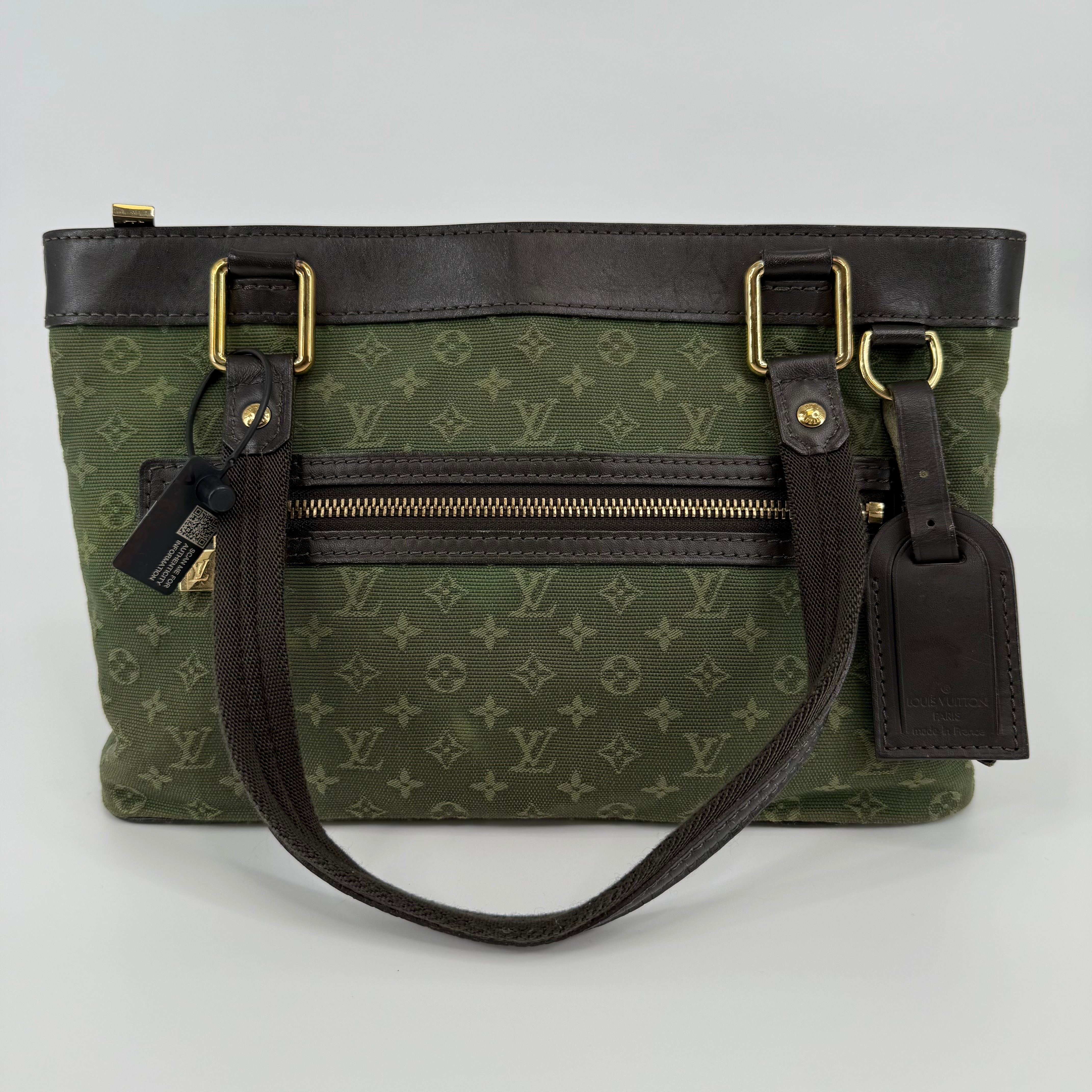 Louis Vuitton Olive Green Denim Monogram Lucille Handbag