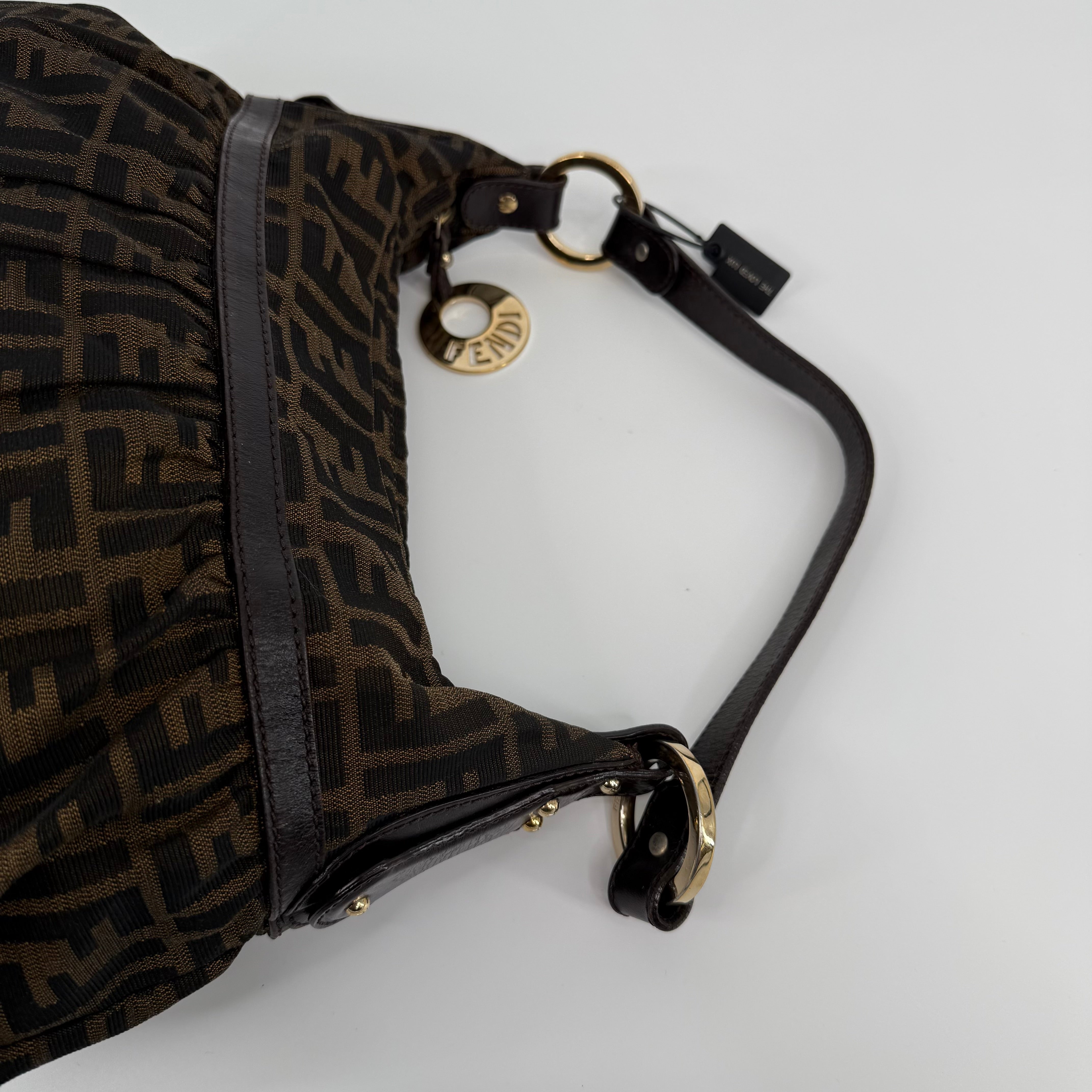 FENDI Brown Chef Zucca Logo Jacquard Handbag