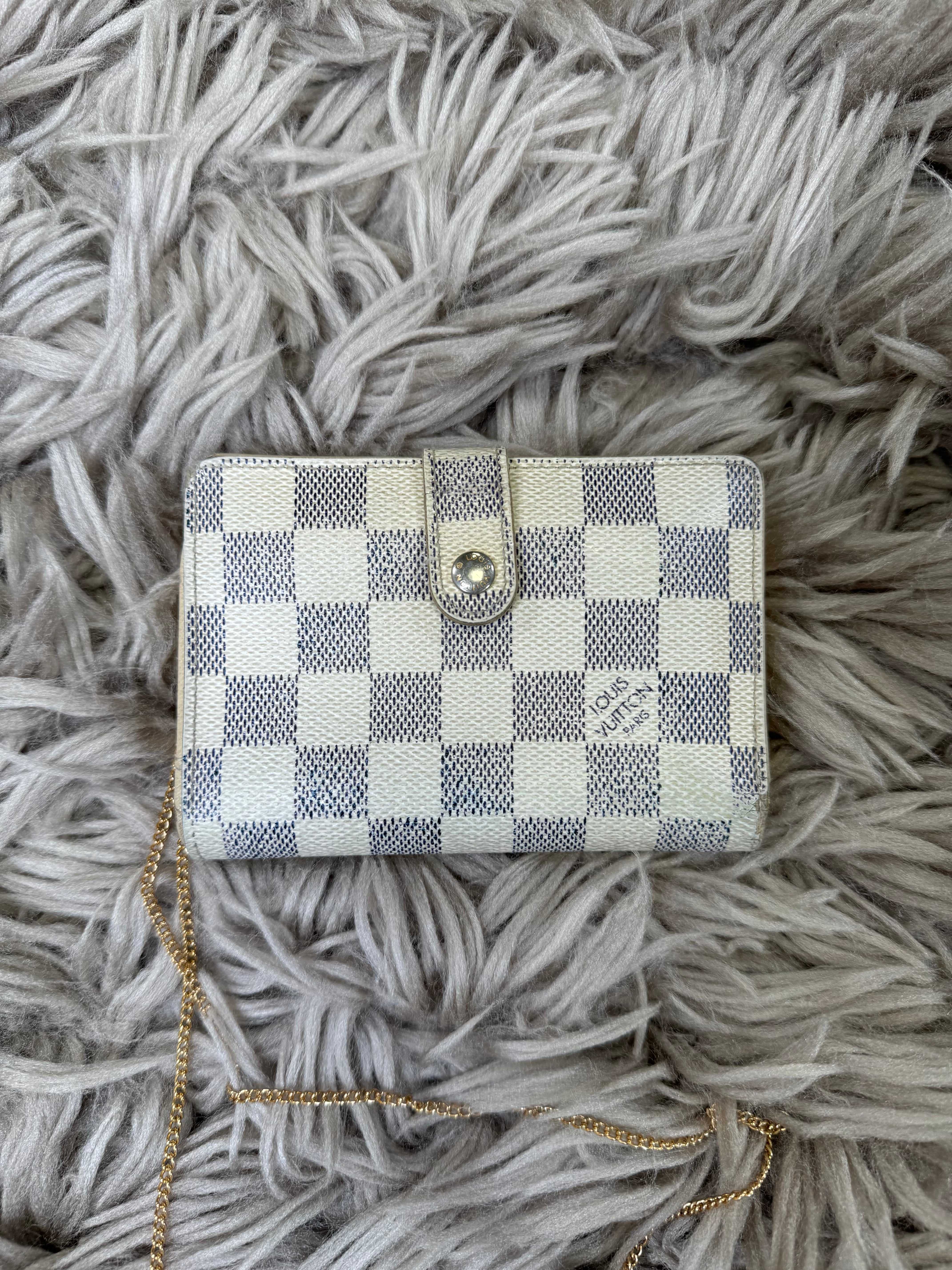 Louis Vuitton Damier azur wallet on chain