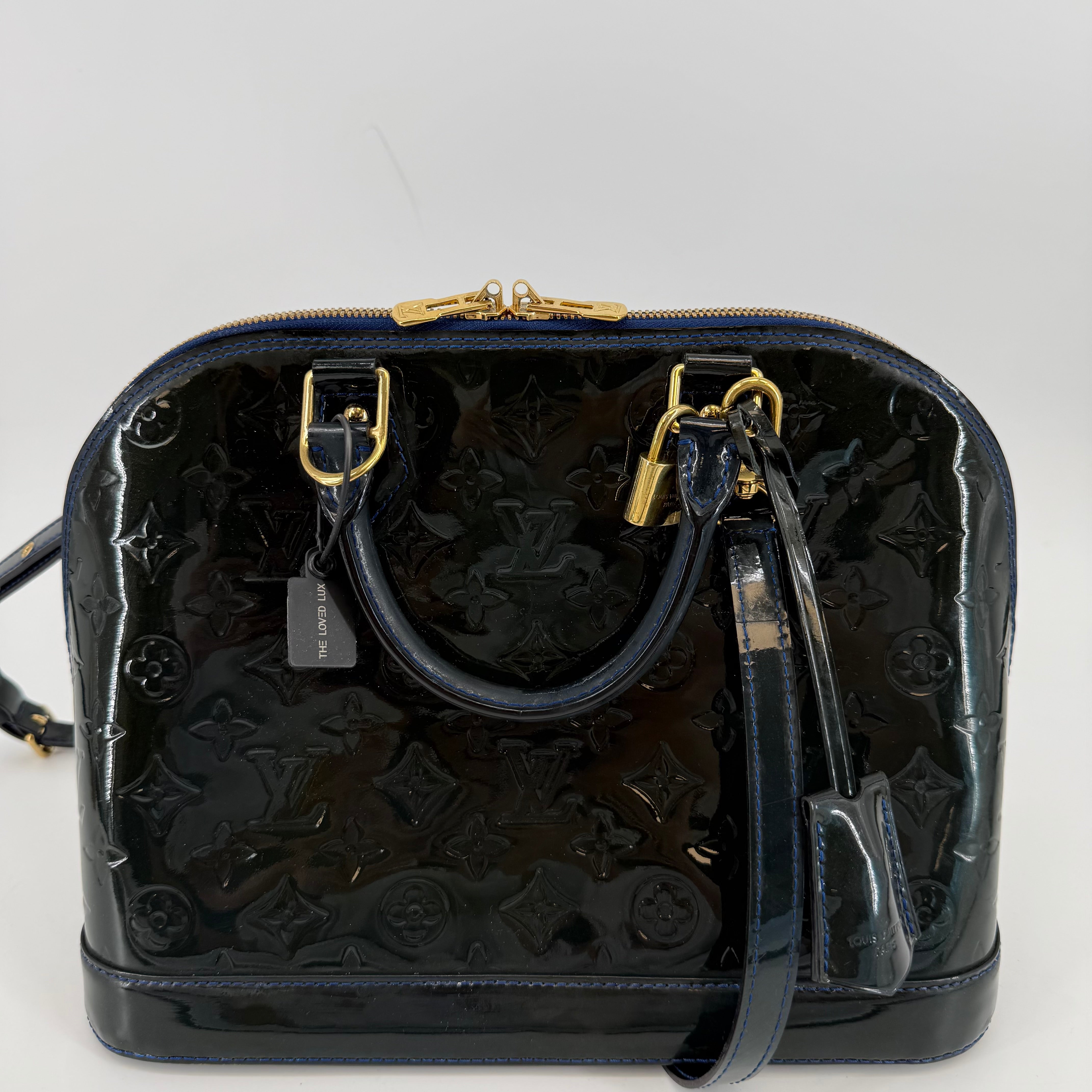 Louis Vuitton Patent Infini Blue Vernis Alma PM With Strap (L-425)