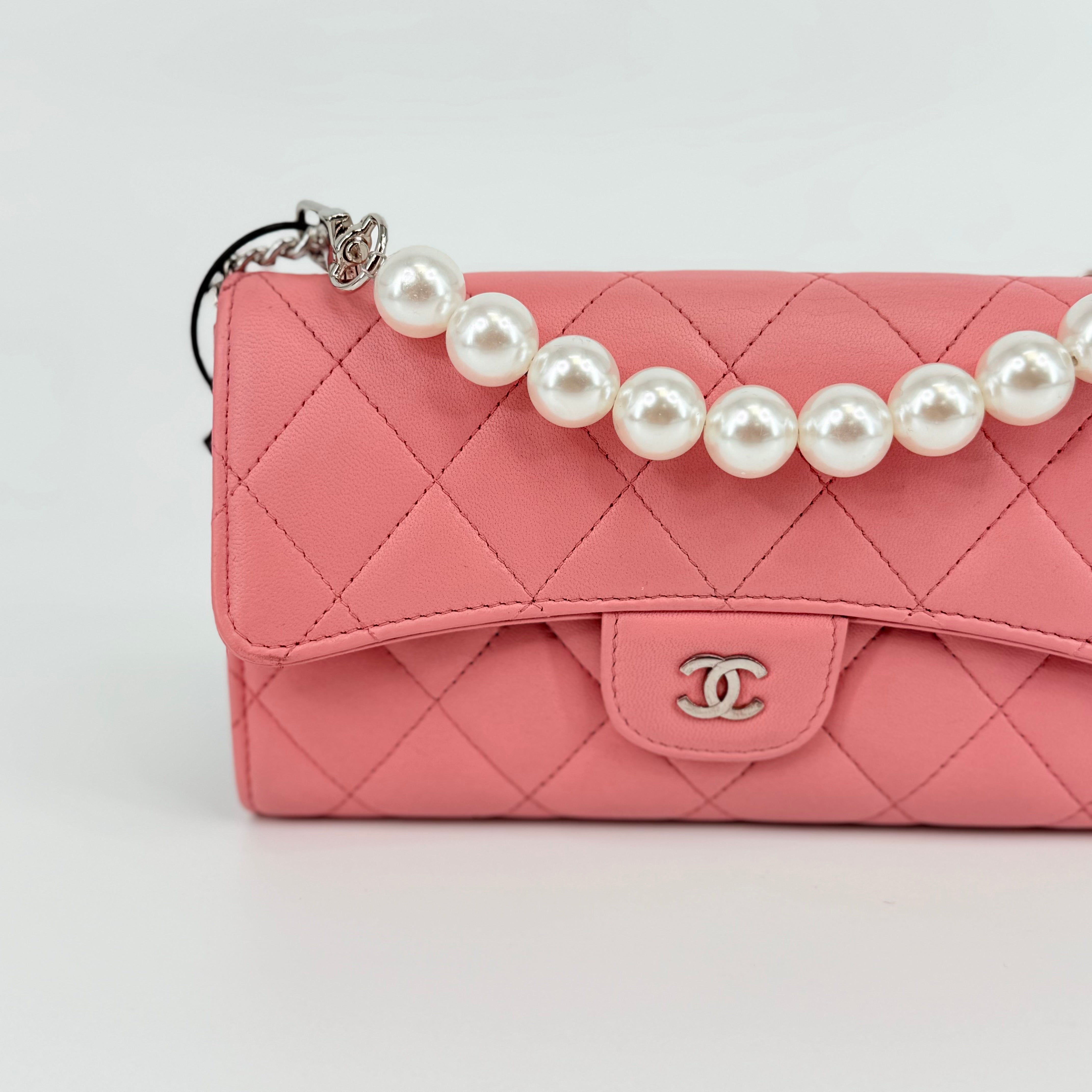CHANEL CC Portafogli Clutch Wallet On Chain Pelle Rosa Pink