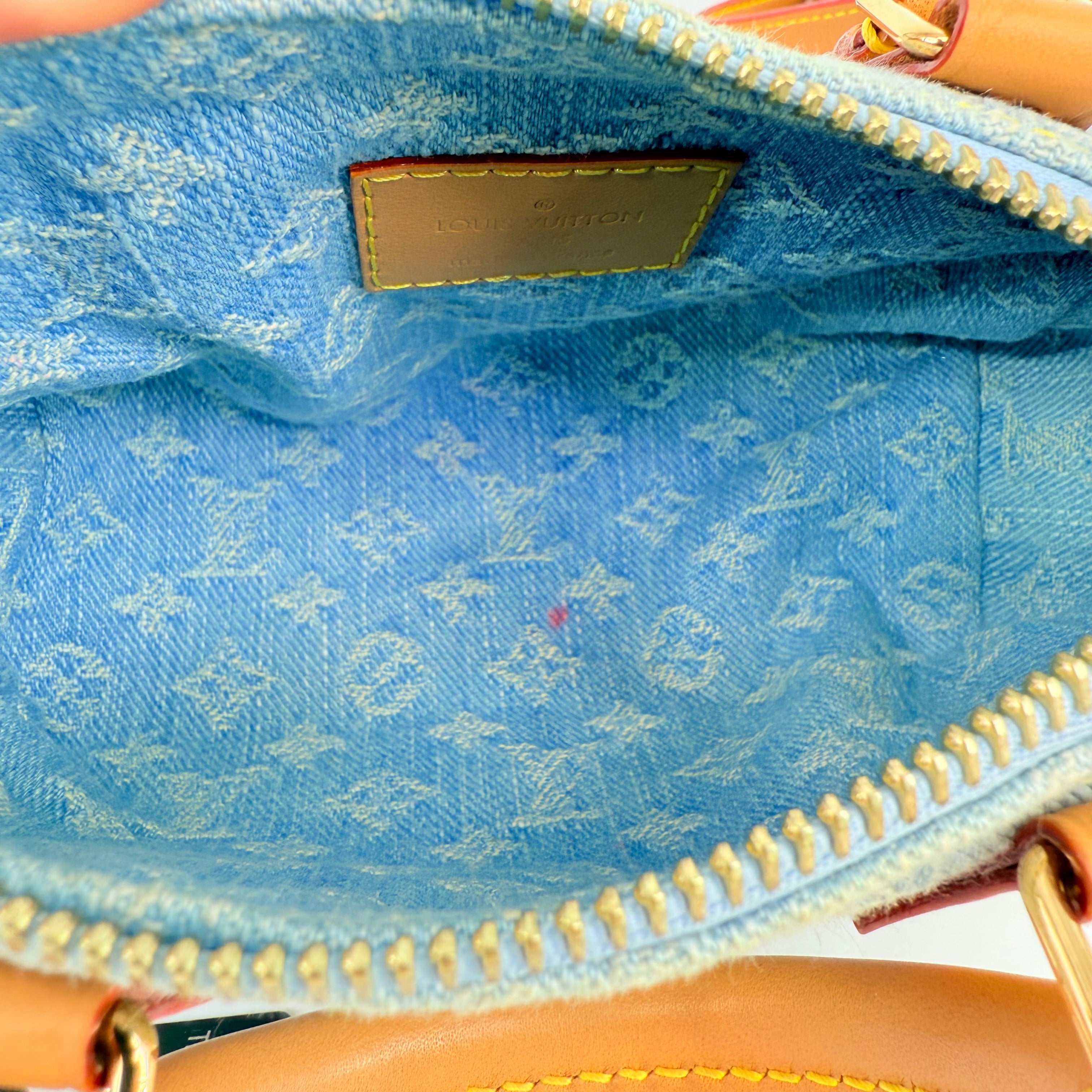 Louis Vuitton Denim Sky Blue Nano Speedy 16 With Strap