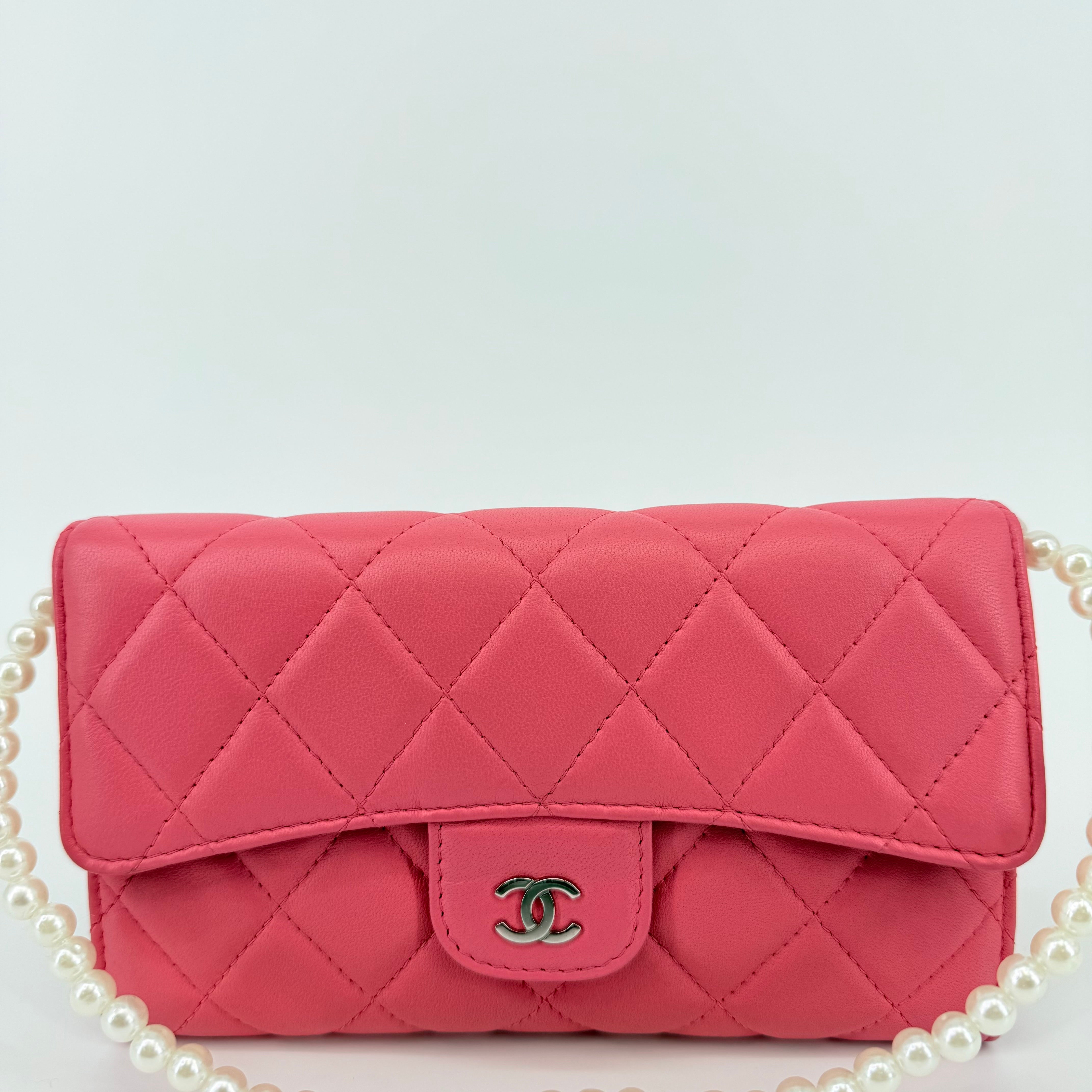 CHANEL Pink Quilted Lambskin Classic Flap WOC