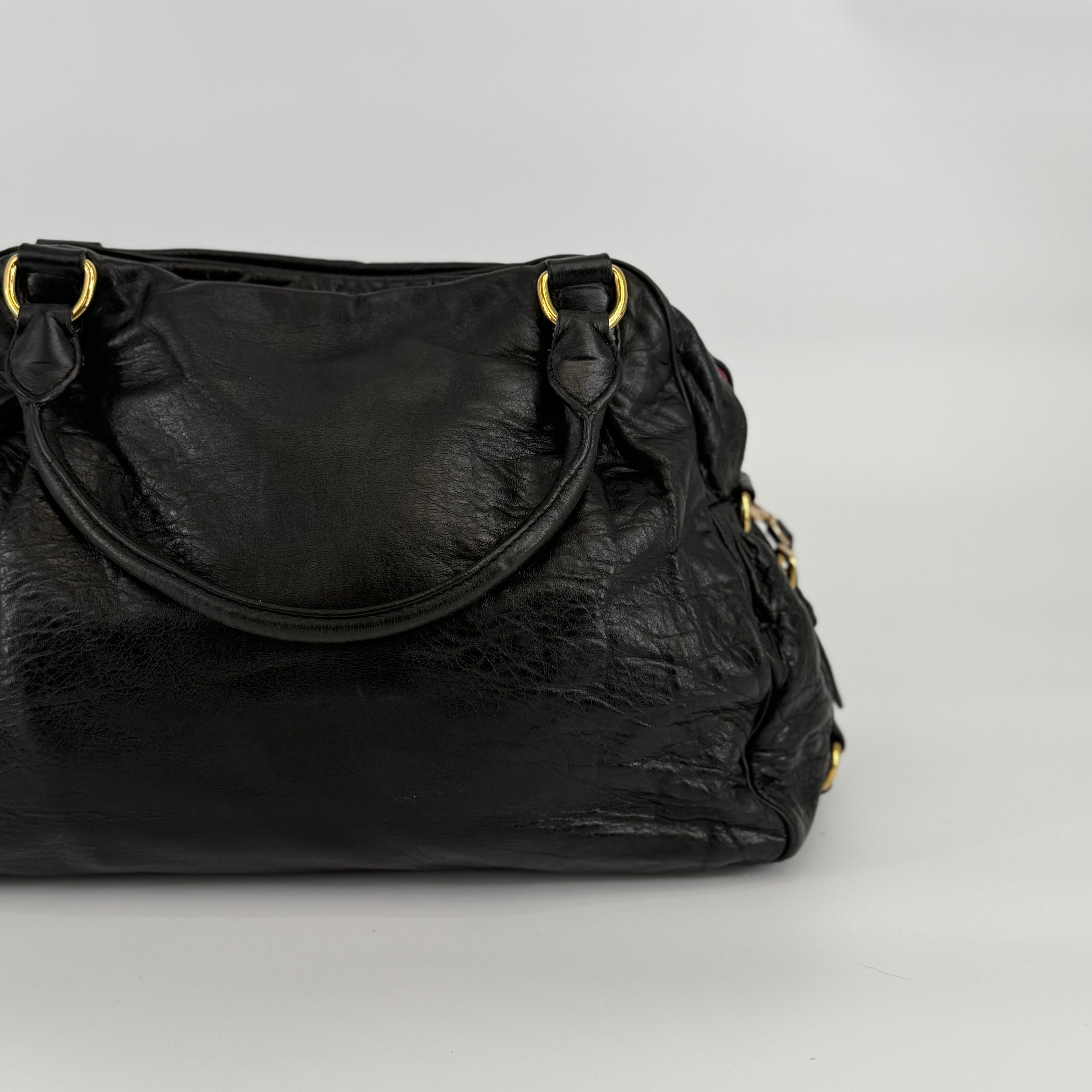 MIU MIU Black Leather Satchel Handbag