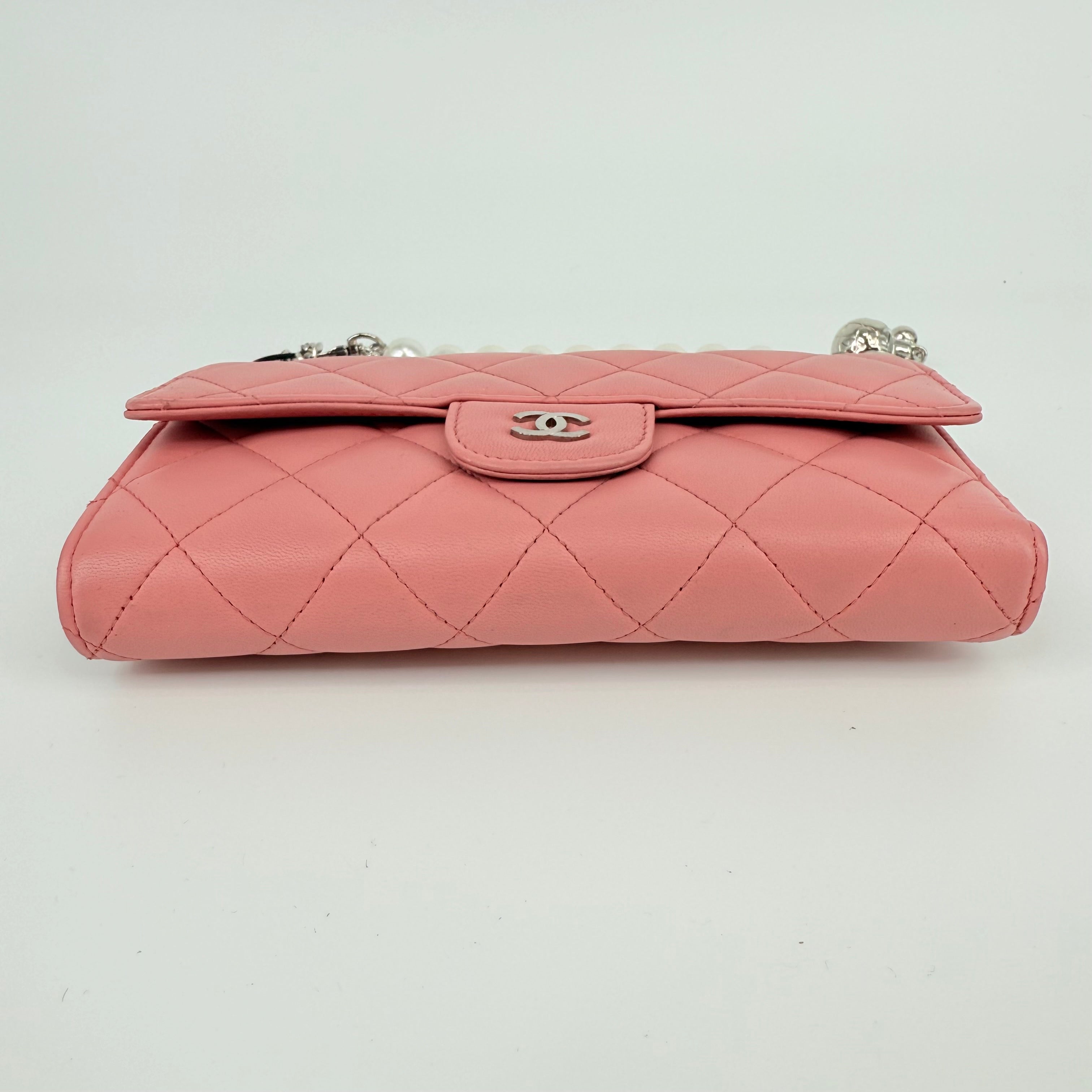 CHANEL CC Portafogli Clutch Wallet On Chain Pelle Rosa Pink
