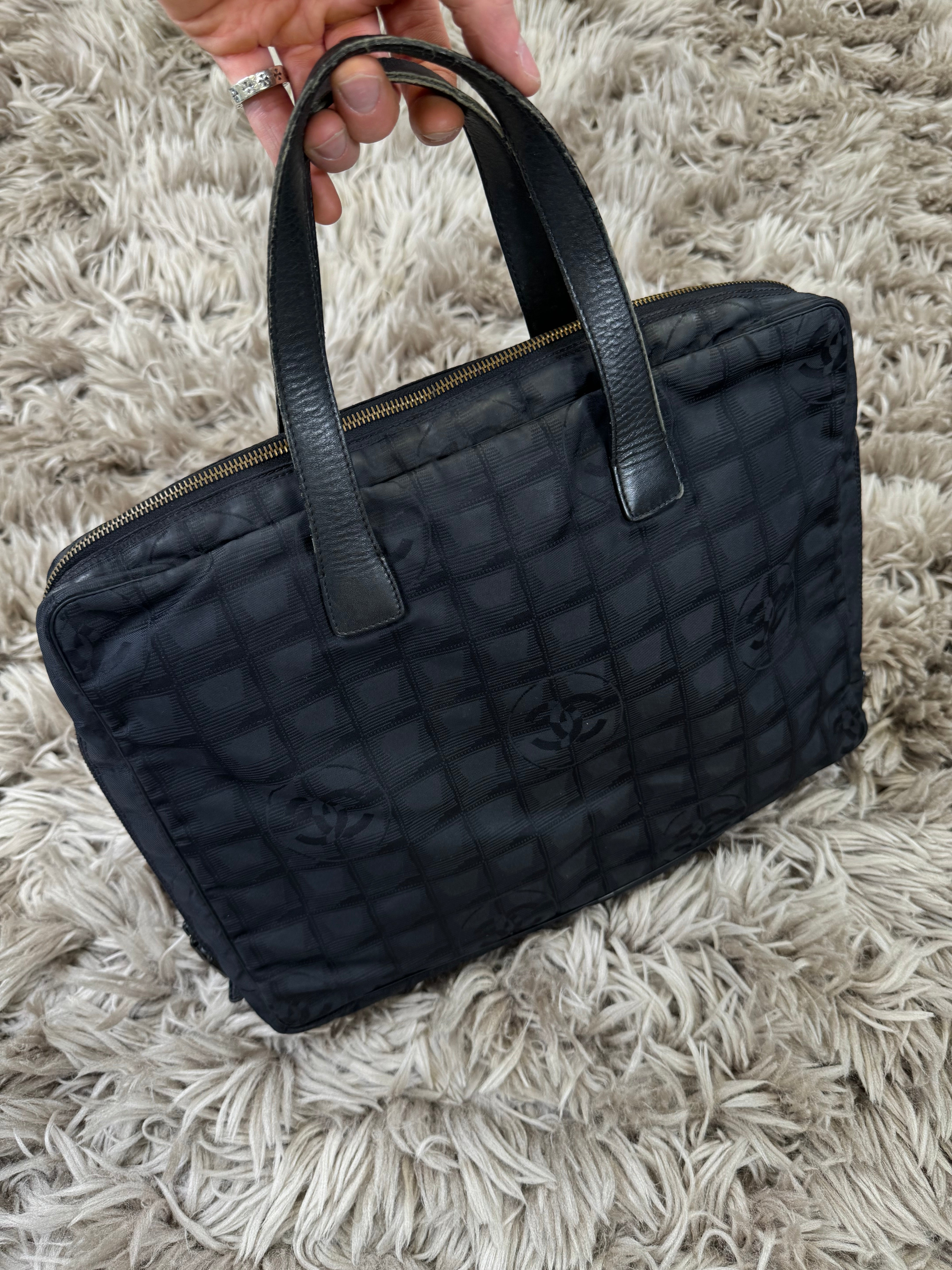 CHANEL nylon laptop bag