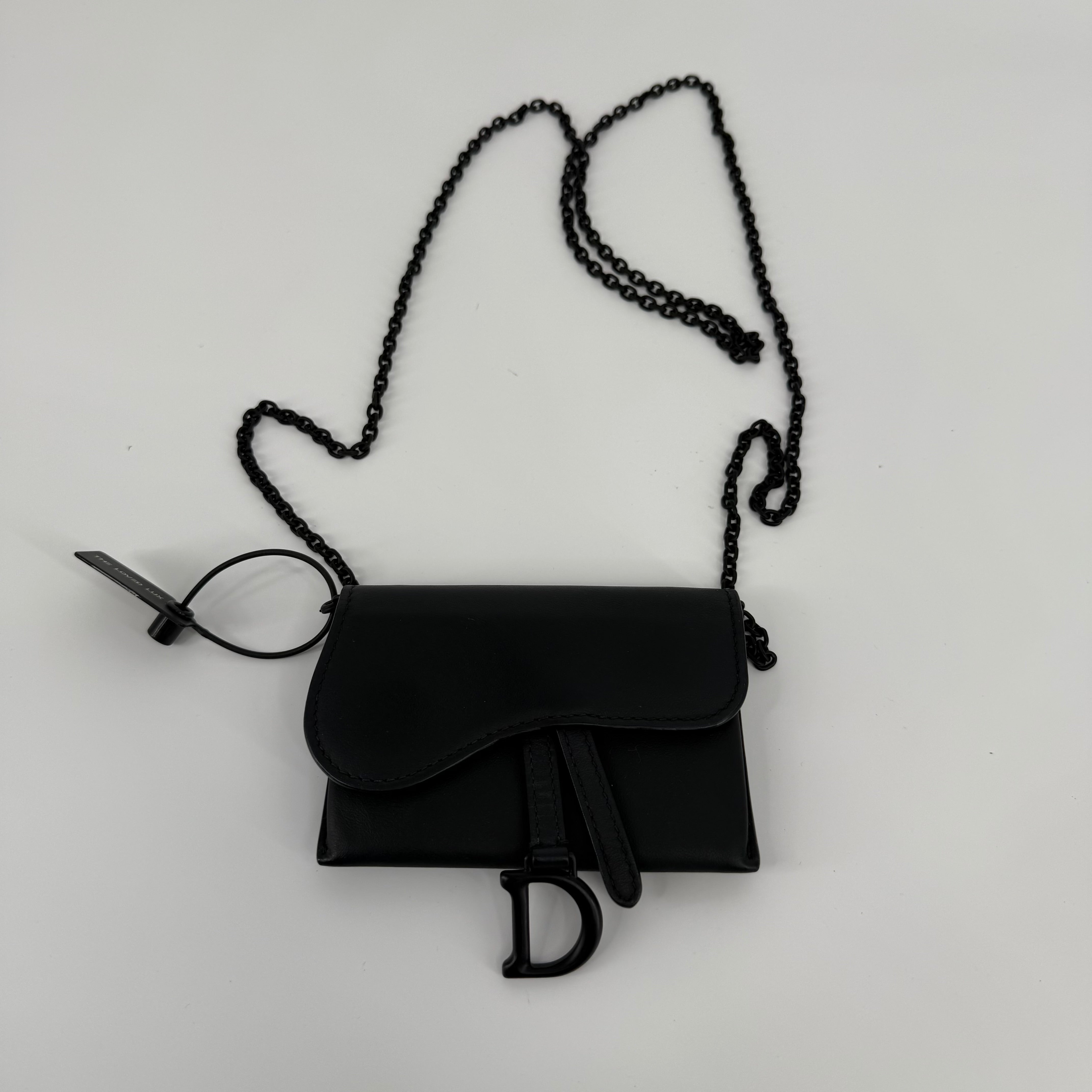 DIOR Black Saddle Wallet On Chain