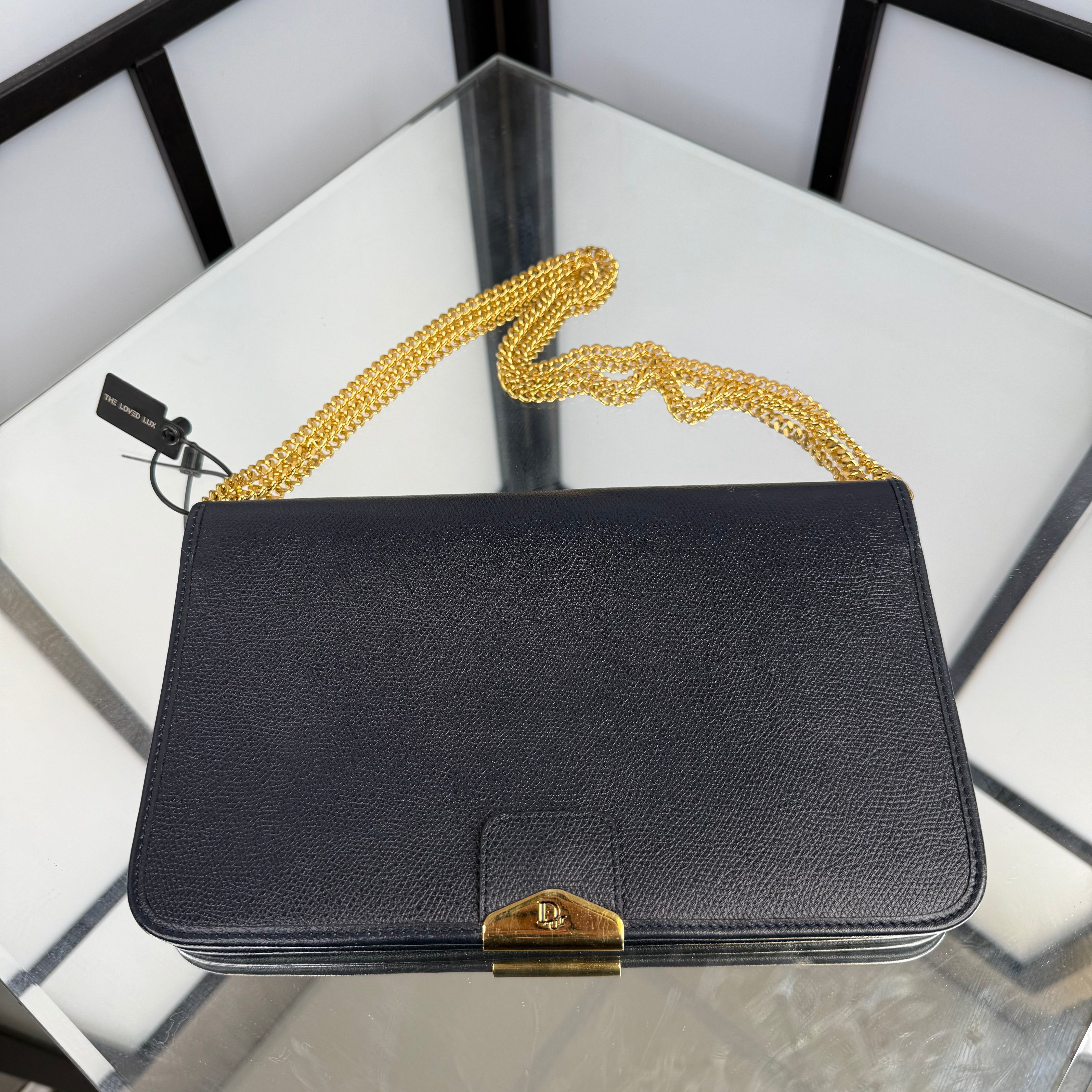 DIOR Monsieur Navy Gold Shoulder Bag Chain