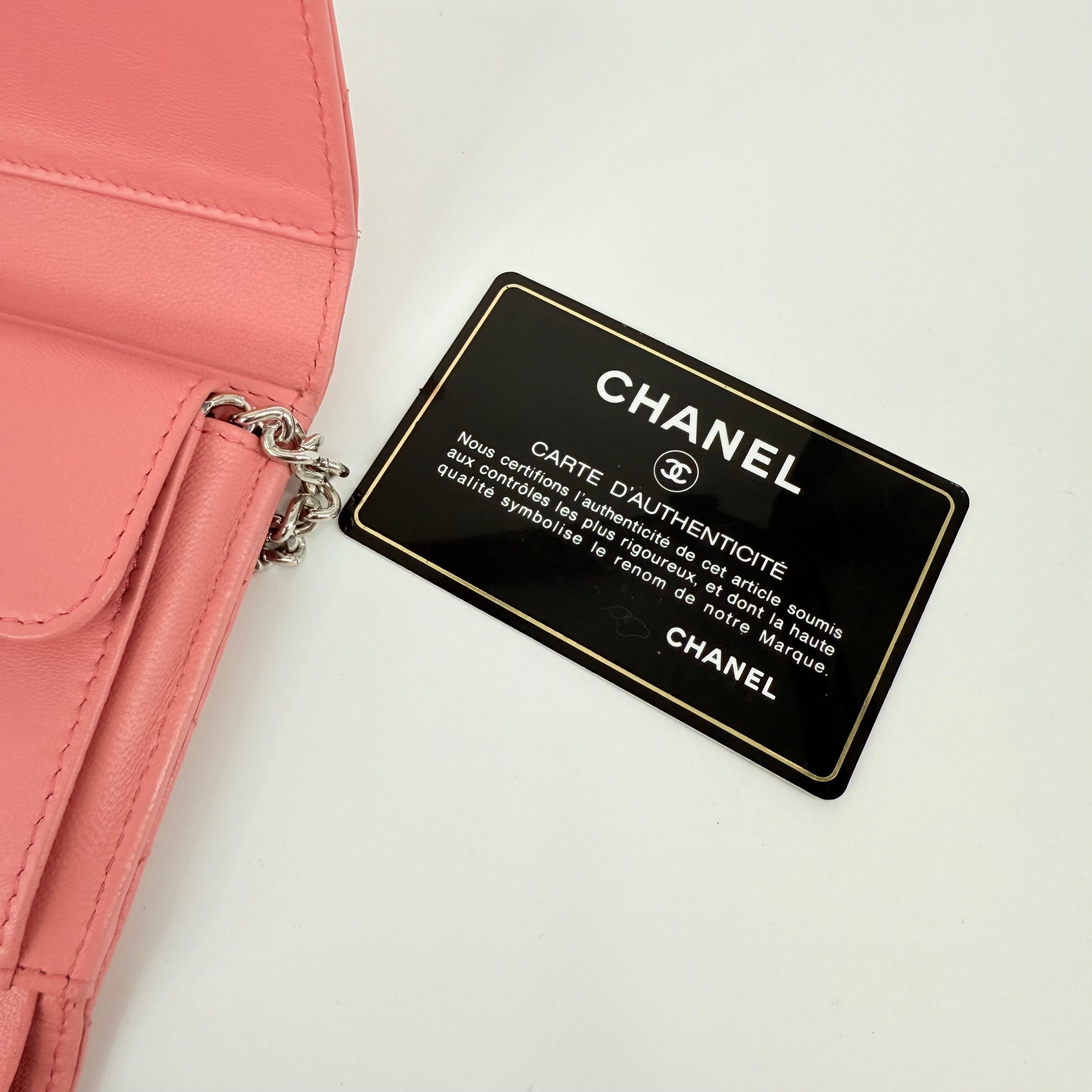 CHANEL CC Portafogli Clutch Wallet On Chain Pelle Rosa Pink