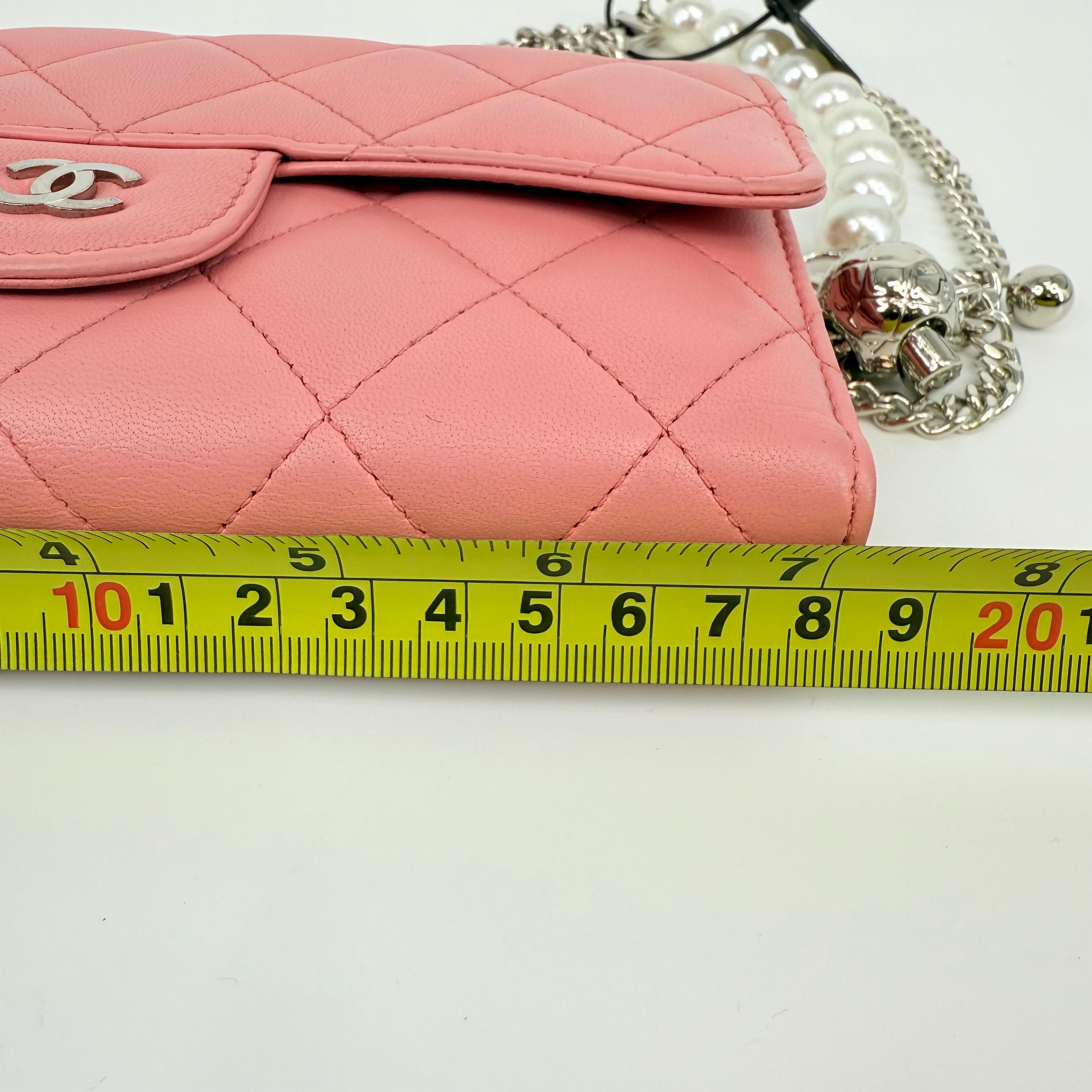 CHANEL CC Portafogli Clutch Wallet On Chain Pelle Rosa Pink