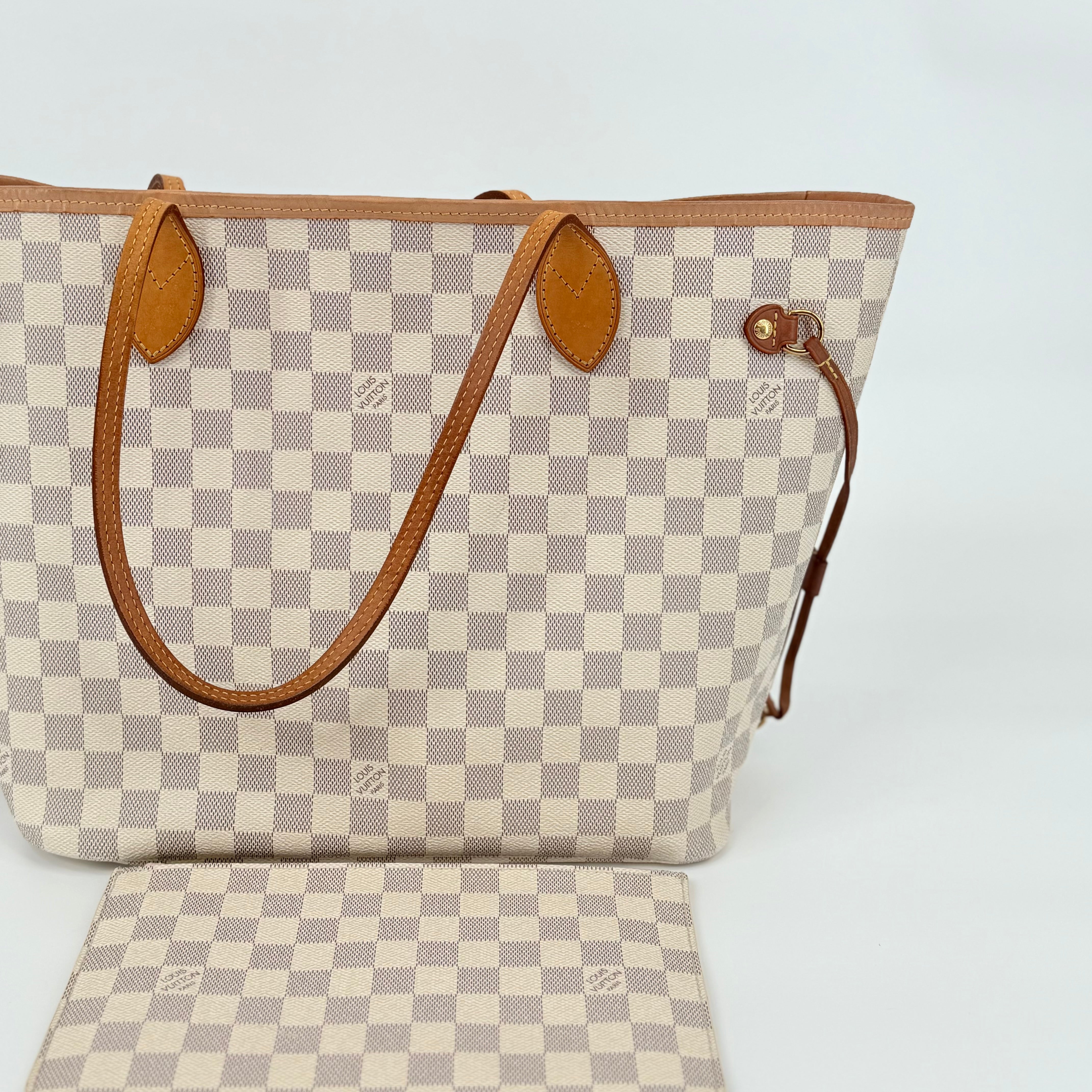 Louis Vuitton Damier Azur Pink Interior Neverfull MM With Pouch