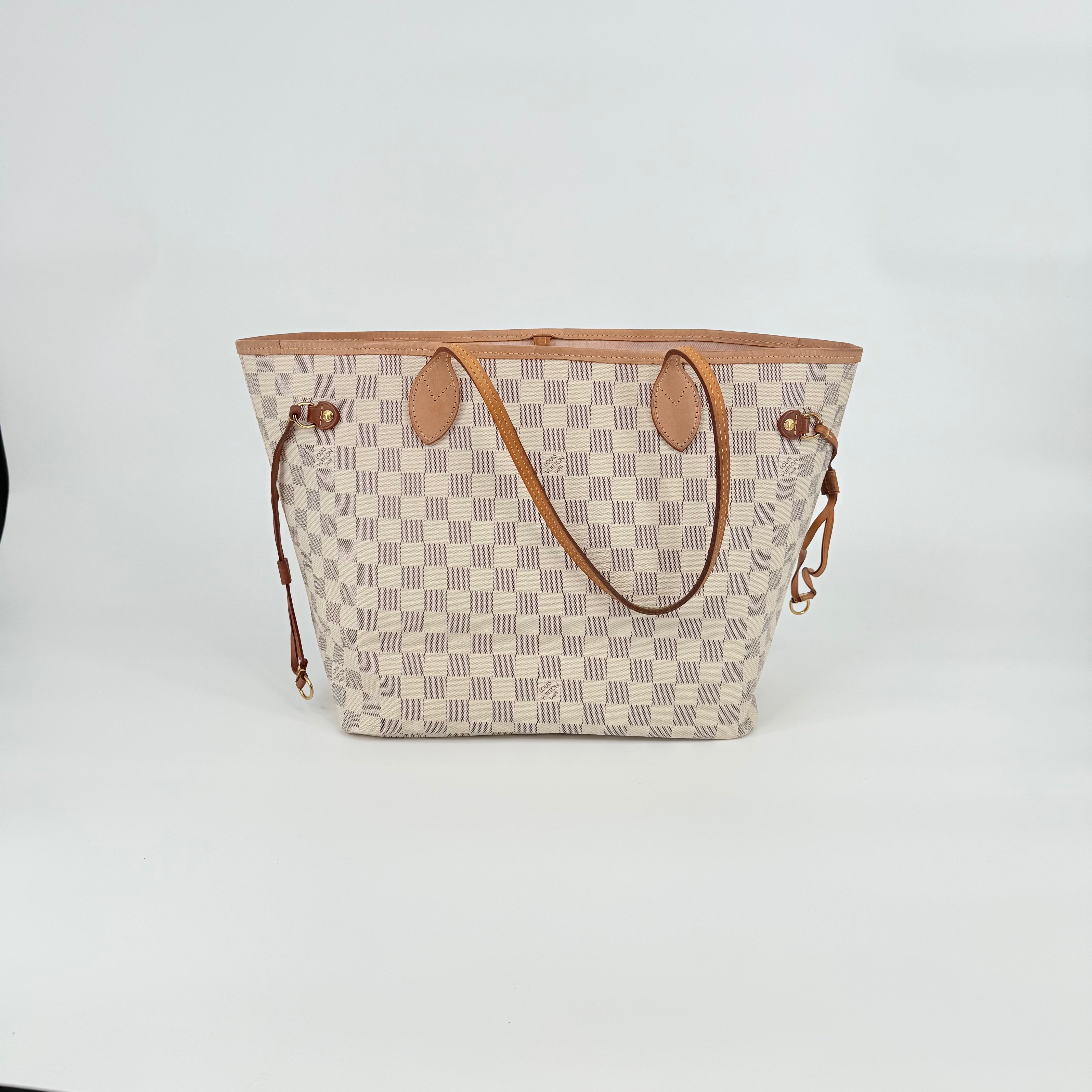 Louis Vuitton Damier Azur Pink Interior Neverfull MM With Pouch