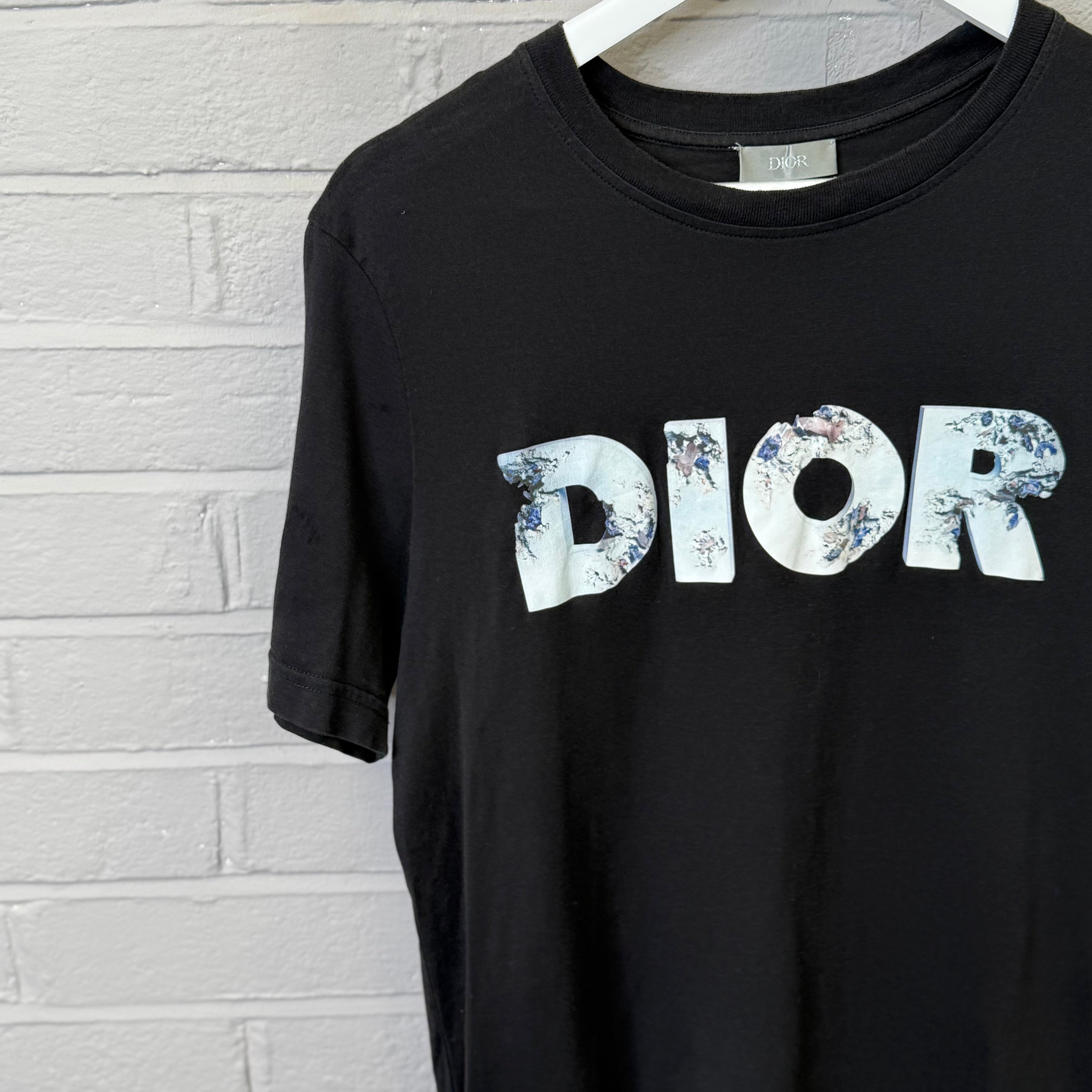 DIOR x Daniel Arsham Enroded 3D Printed Black T-Shirt Size Medium