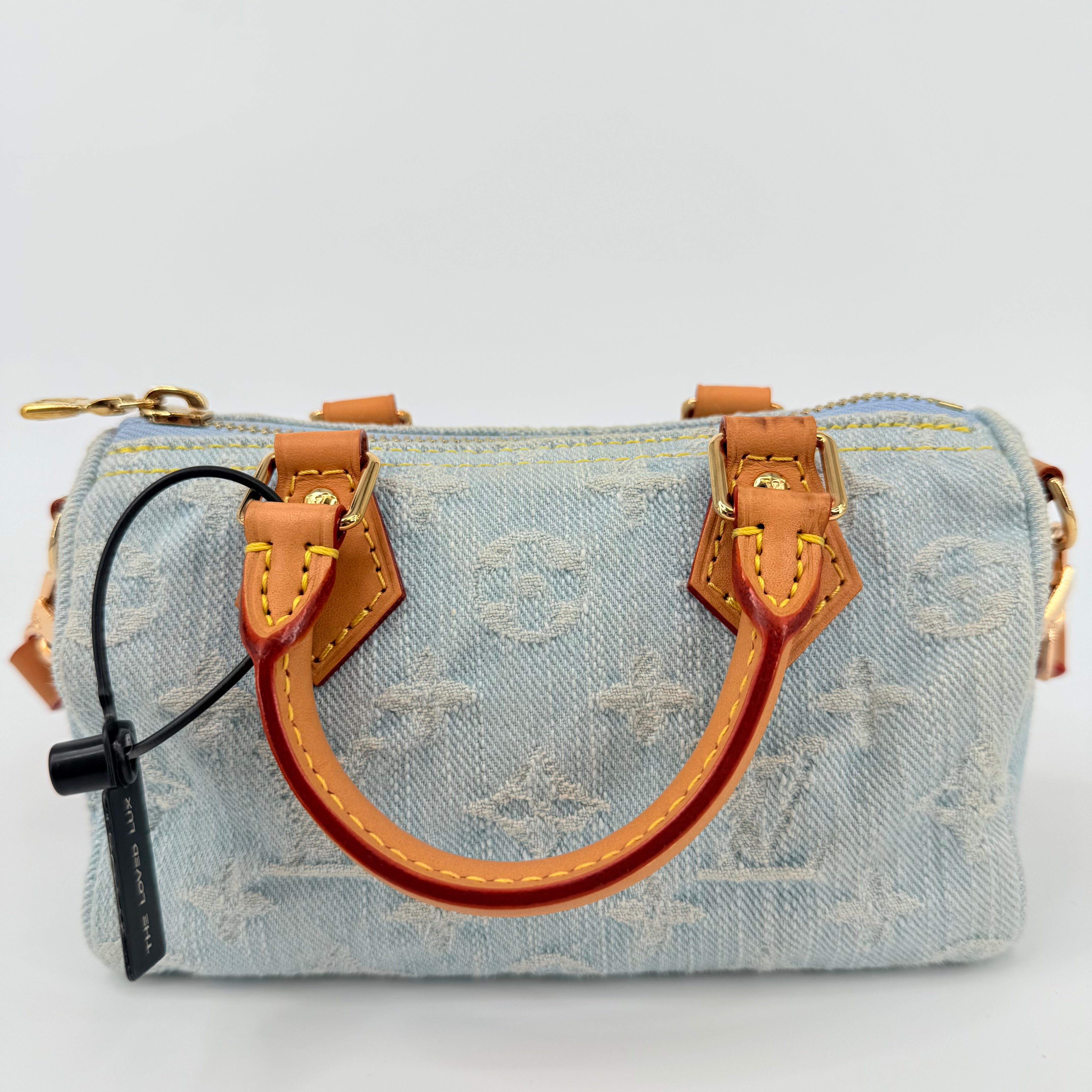 Louis Vuitton Denim Sky Blue Nano Speedy 16 With Strap