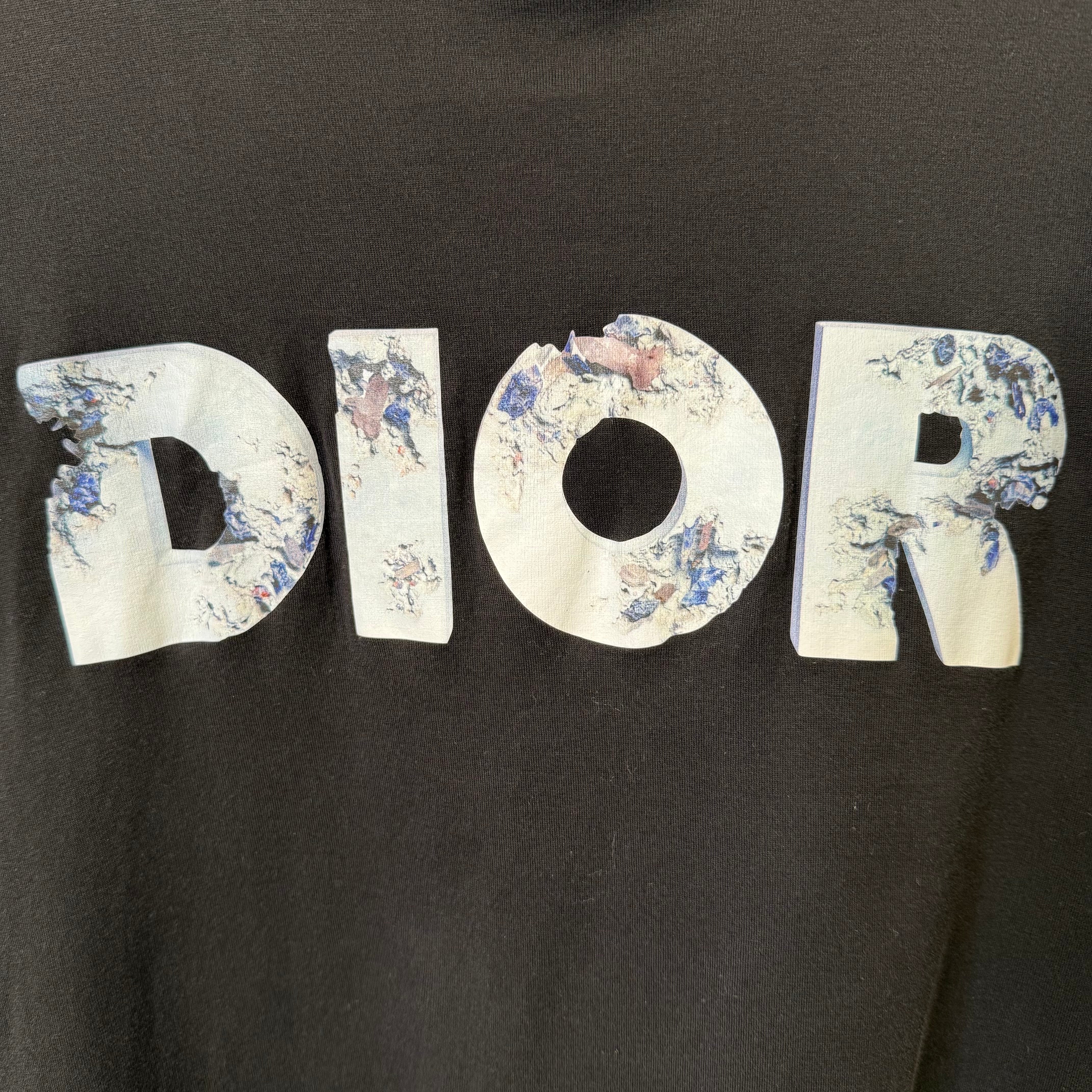 DIOR x Daniel Arsham Enroded 3D Printed Black T-Shirt Size Medium