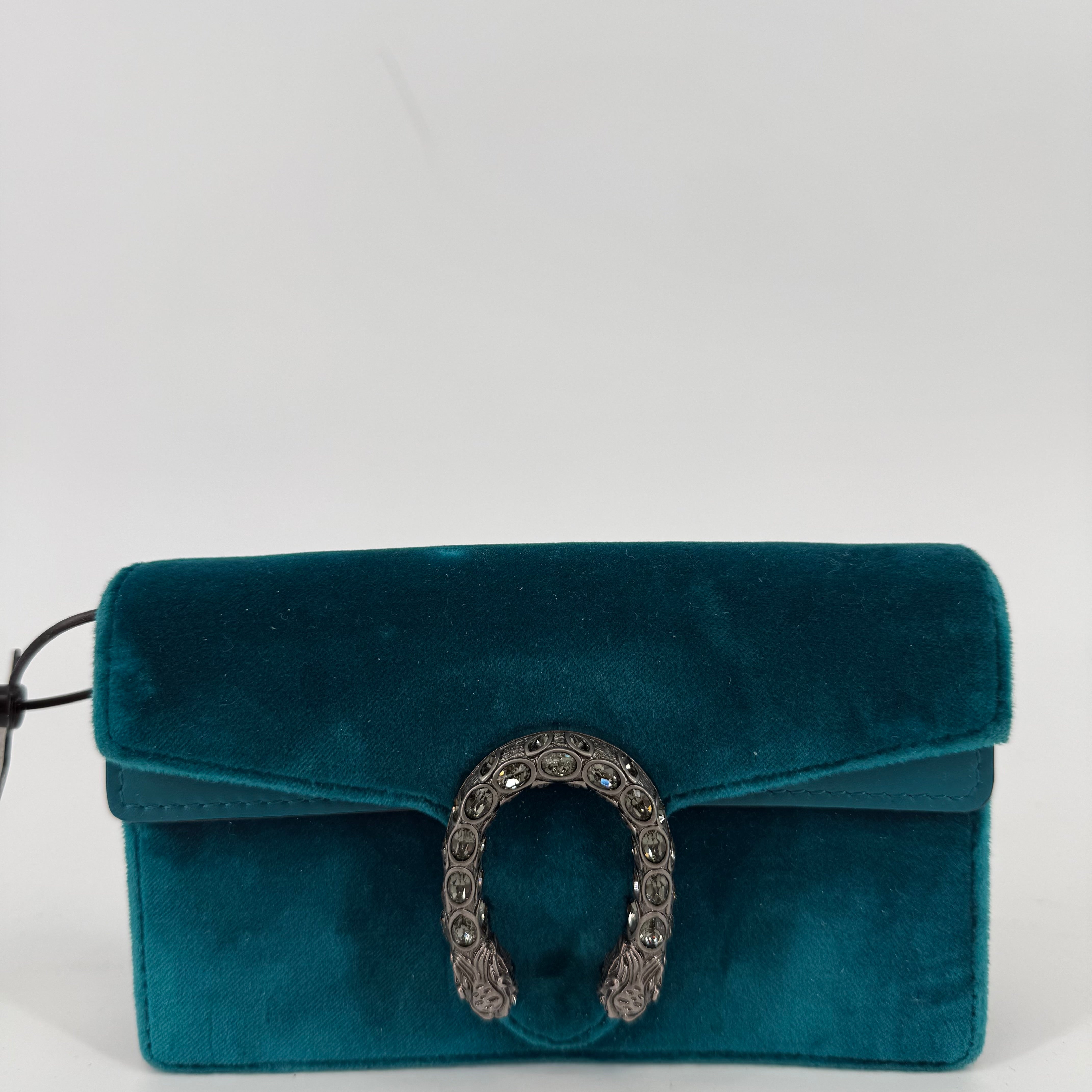 Gucci Velvet Turquoise Dionysus With Silver Crossbody Strap & Keychain (L-393)