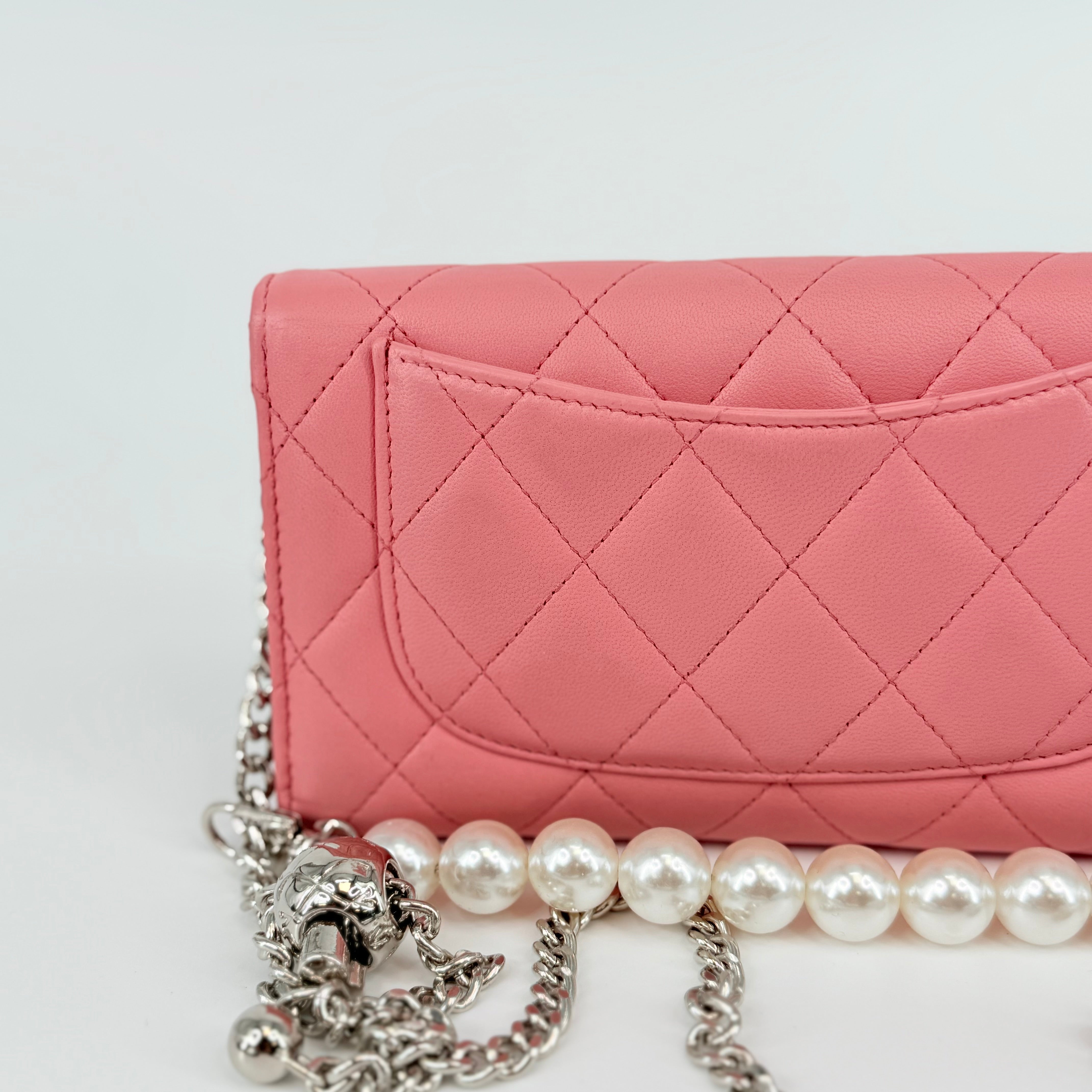 CHANEL CC Portafogli Clutch Wallet On Chain Pelle Rosa Pink