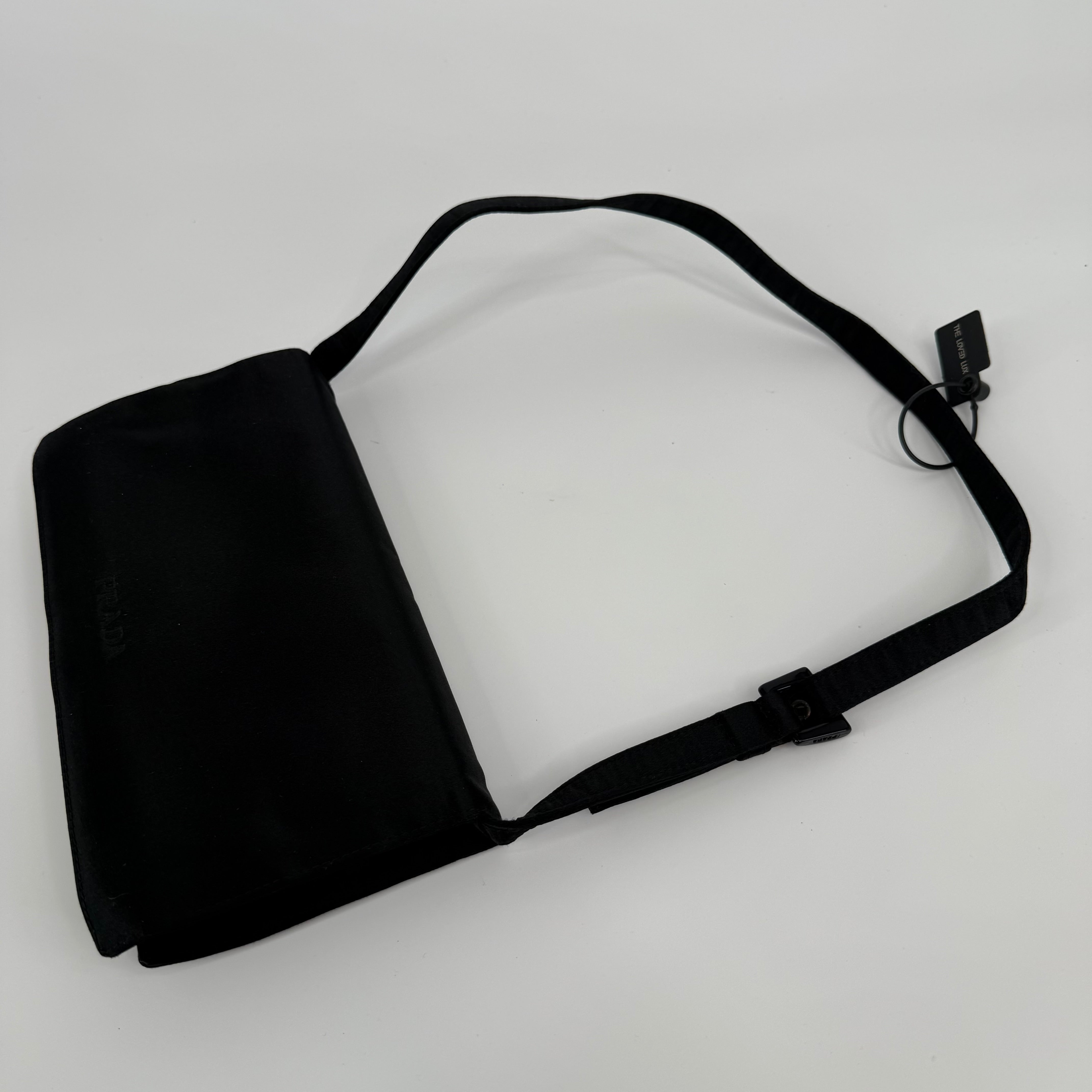 Prada Suede Black Pochette Shoulder Bag
