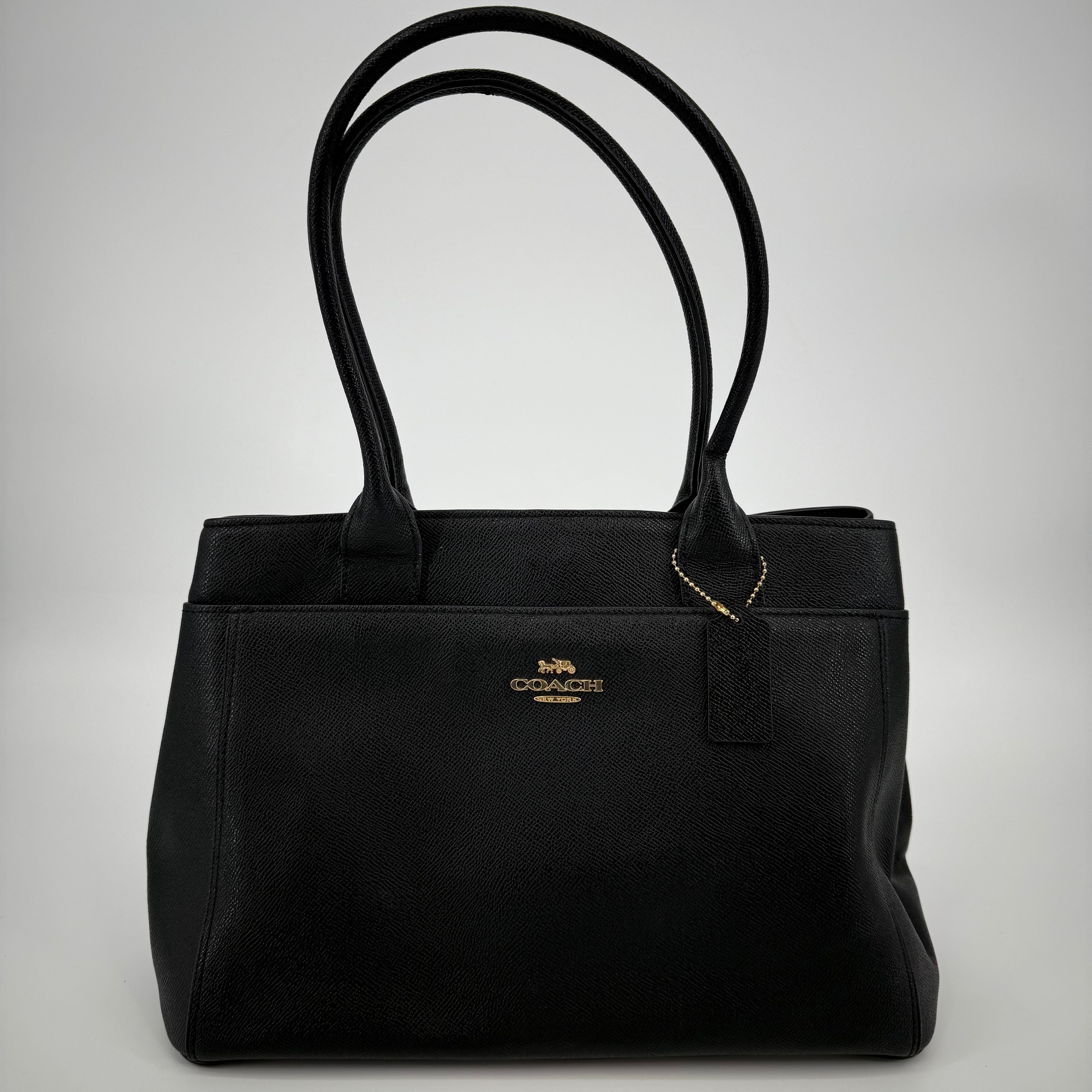 Coach Black Casey Crossgrain Leather Tote Bag