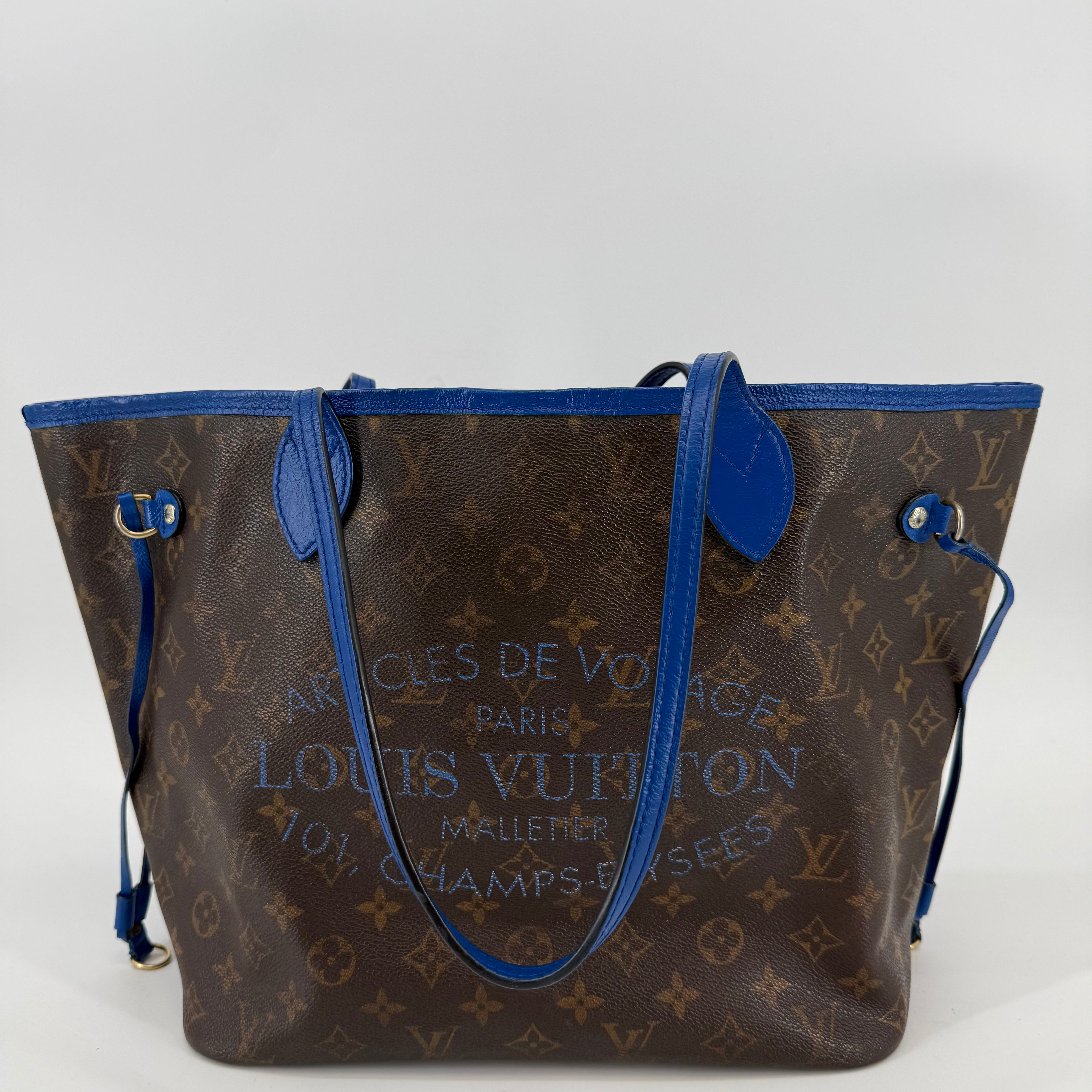 Louis Vuitton Monogram Blue Floral Ikat Collection Neverfull MM (L-340)