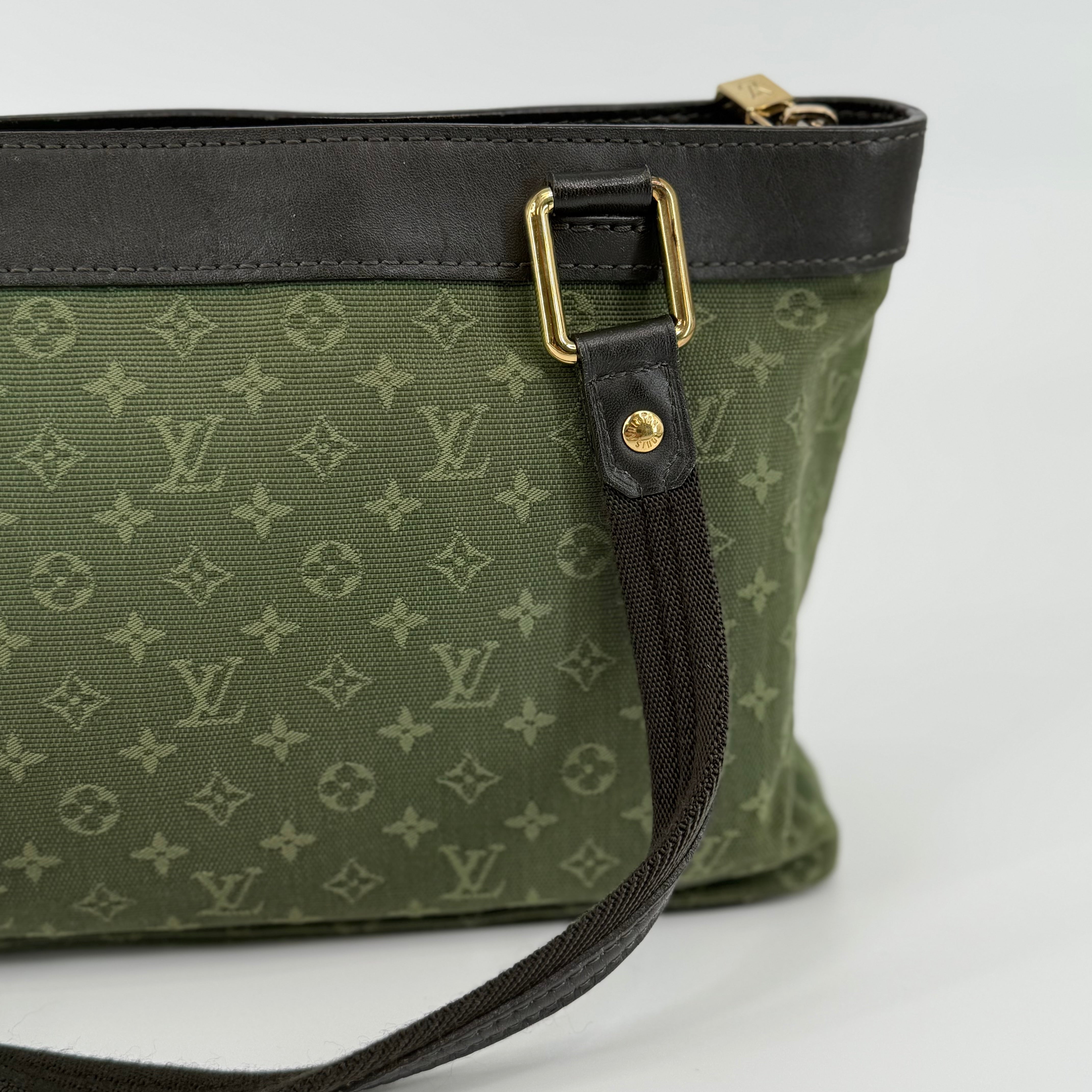 Louis Vuitton Olive Green Denim Monogram Lucille Handbag
