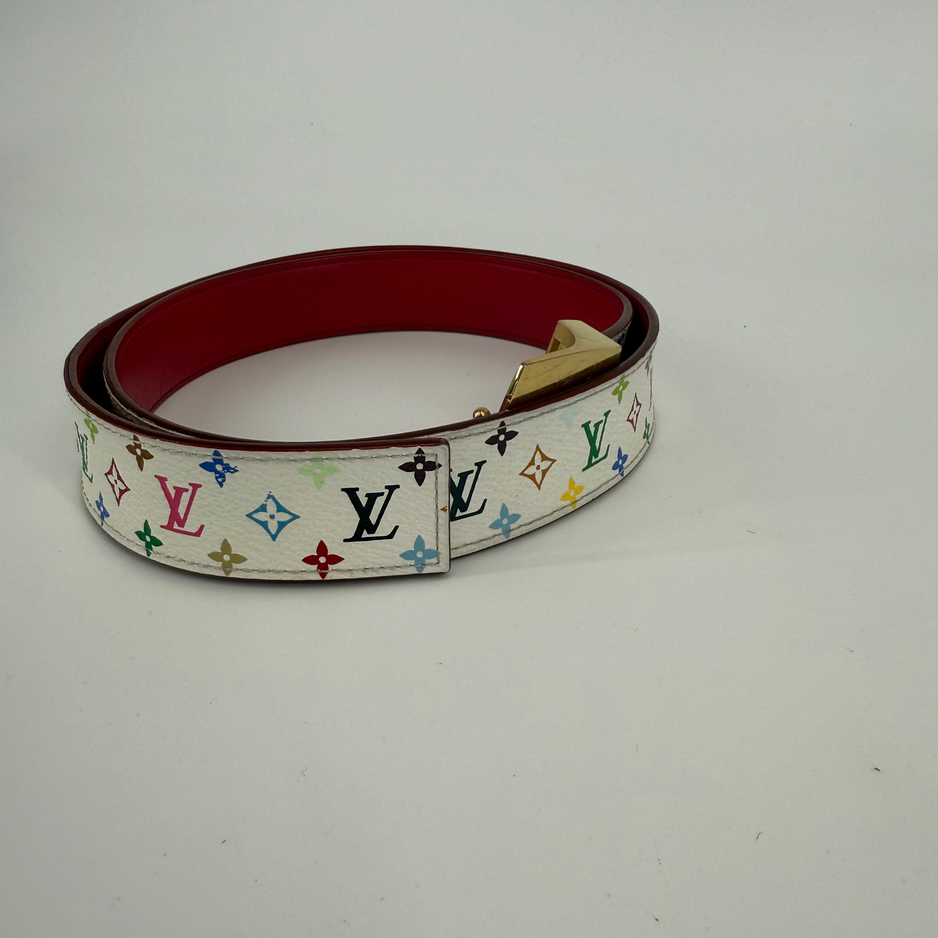 Louis Vuitton Takashi Murakami White Belt 91CM