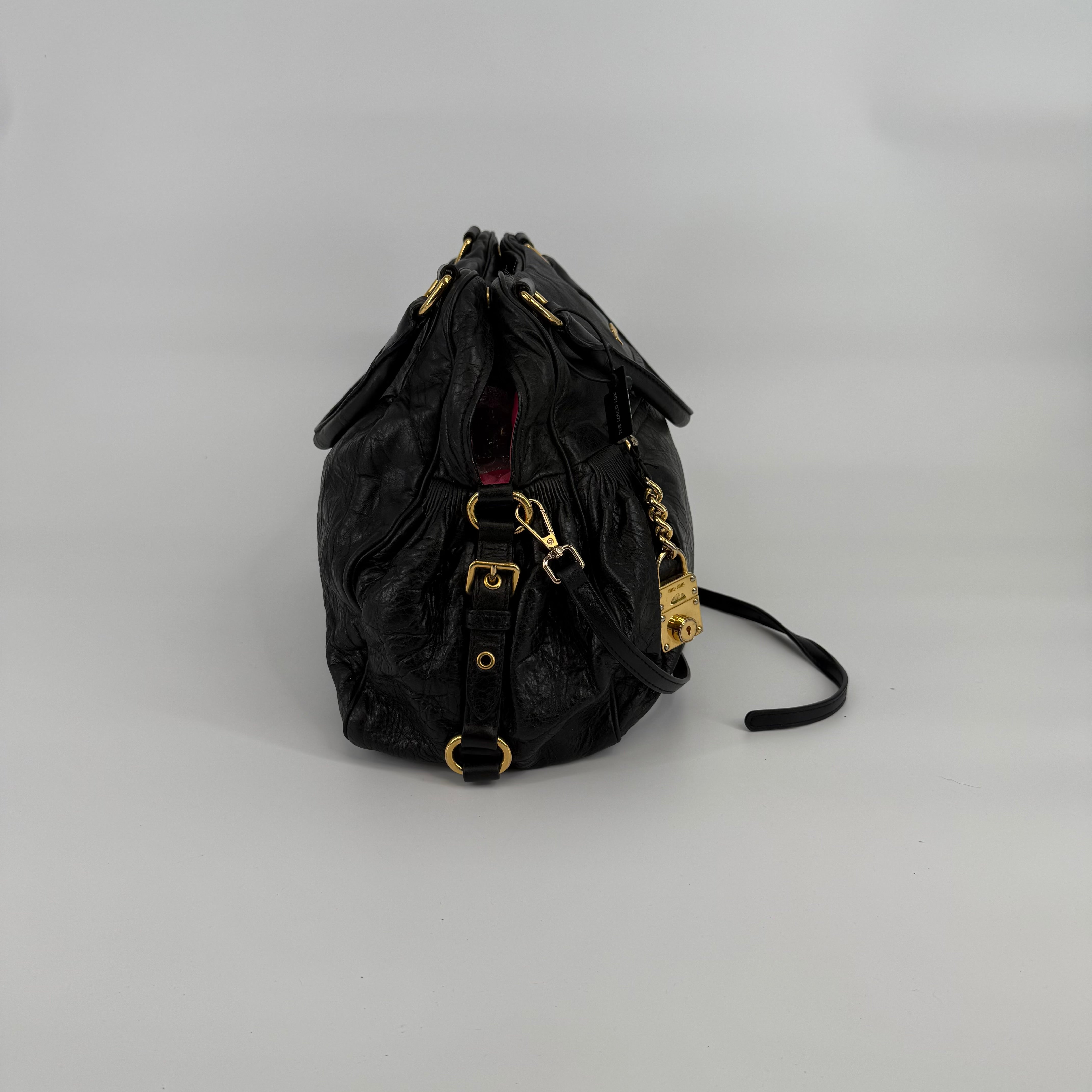 MIU MIU Black Leather Satchel Handbag