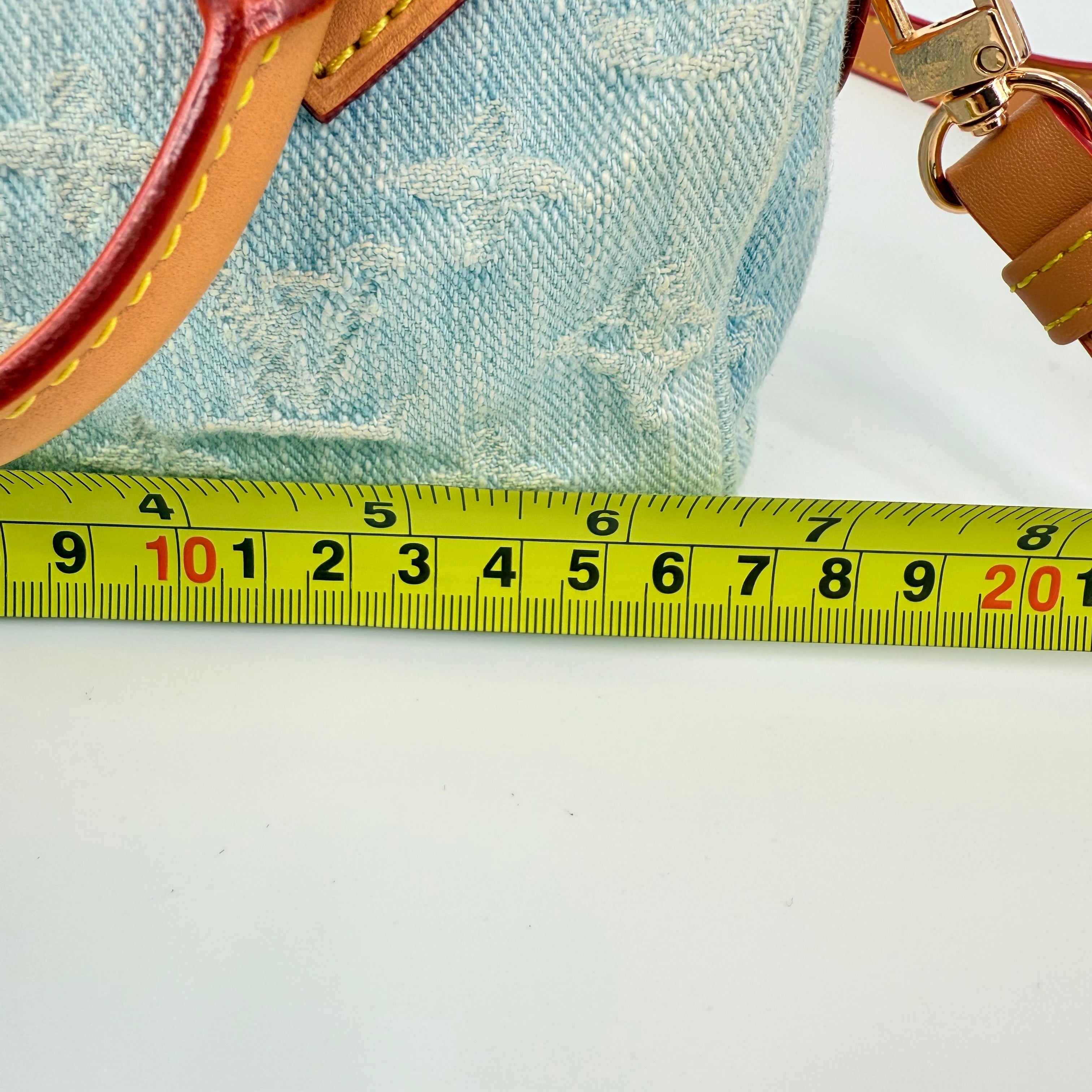 Louis Vuitton Denim Sky Blue Nano Speedy 16 With Strap