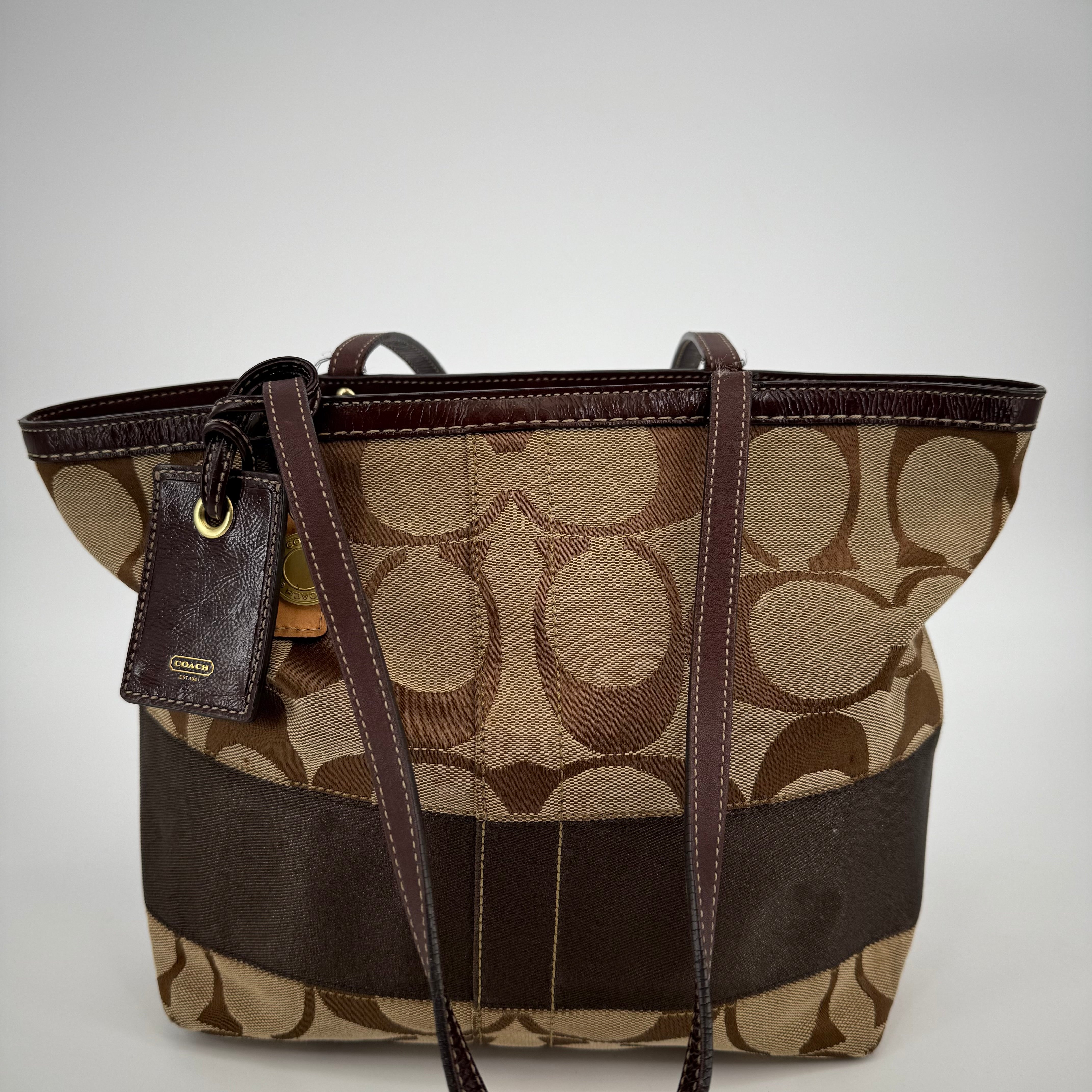 Coach Signature Stripe Tote Bag