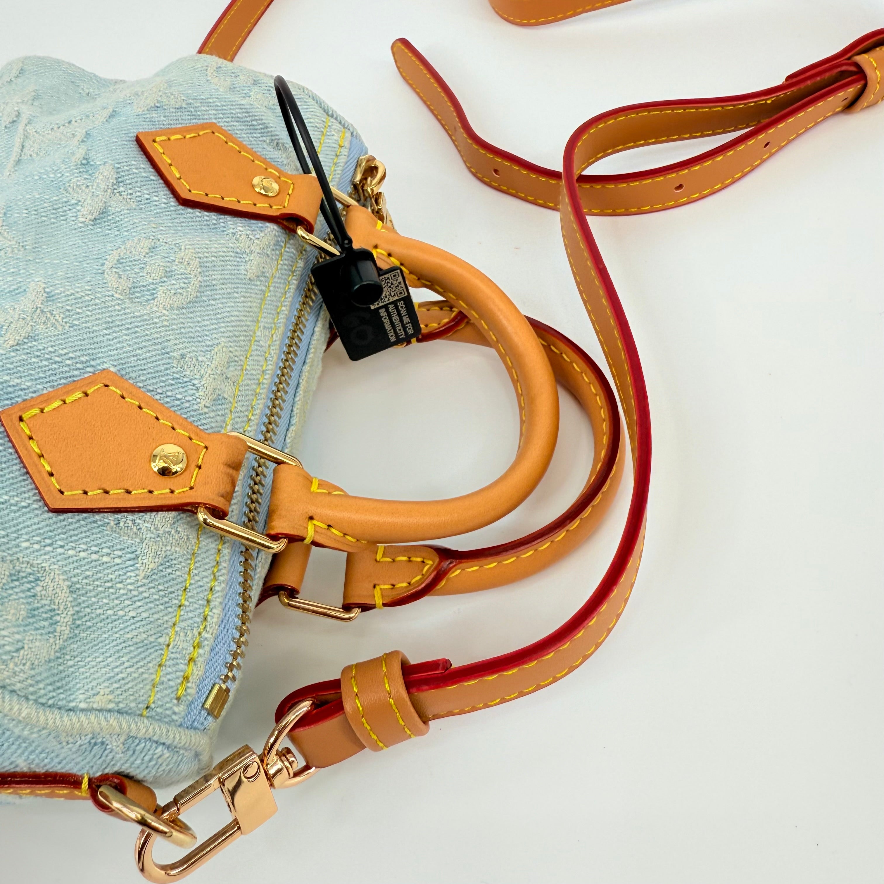 Louis Vuitton Denim Sky Blue Nano Speedy 16 With Strap