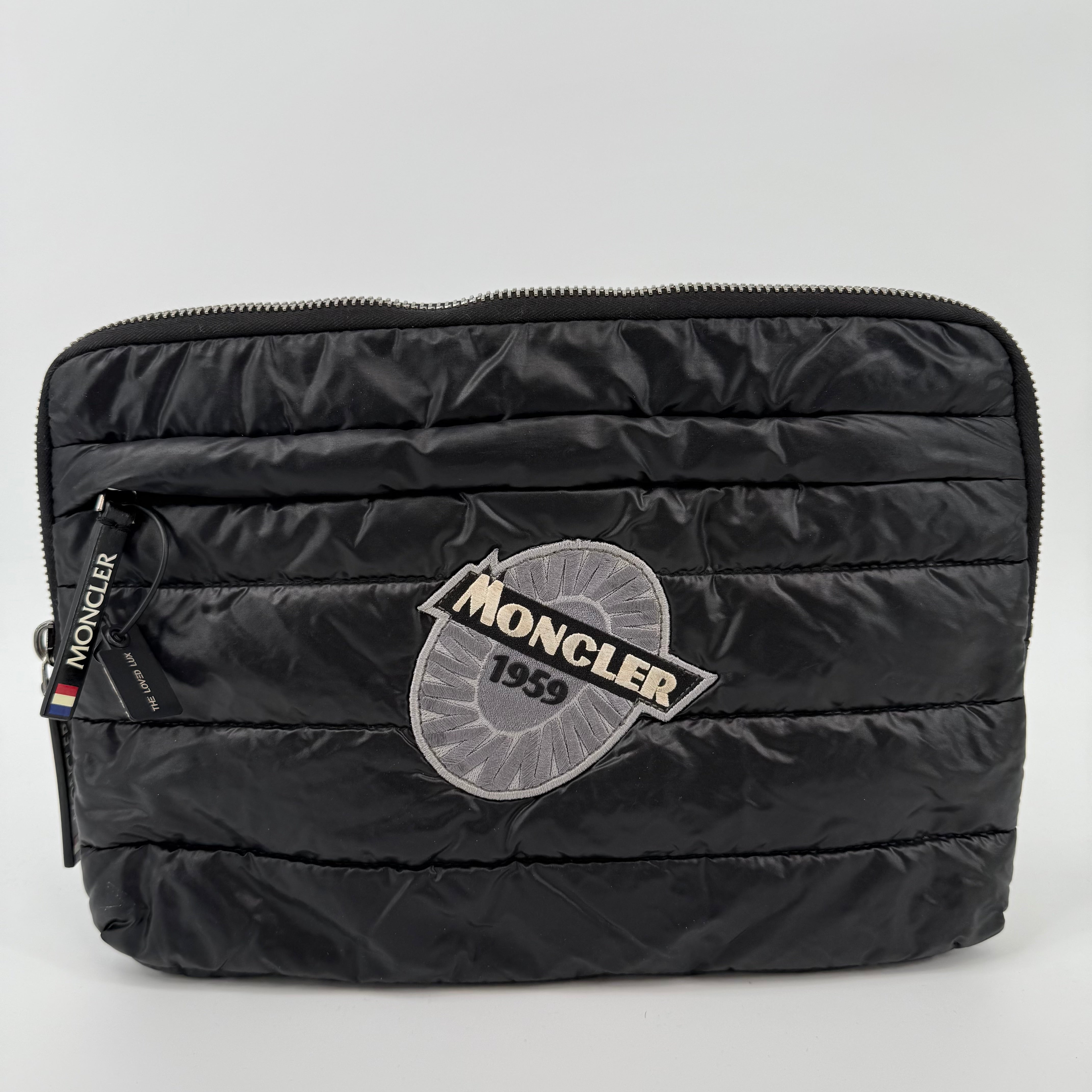 Moncler Black Nylon Puffer Clutch Bag