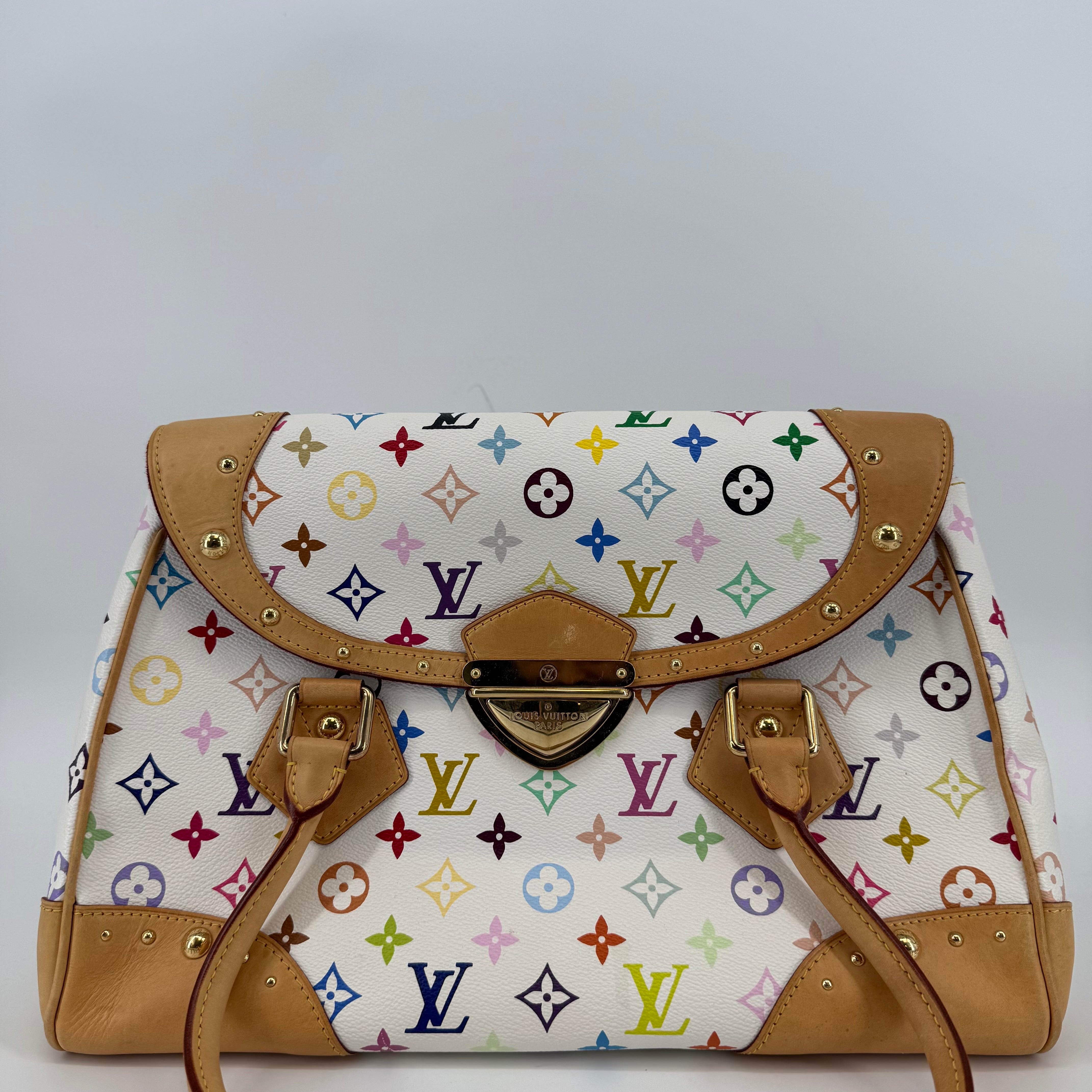 Louis Vuitton Takashi Murakami White Beverly GM Handbag (C-2835)