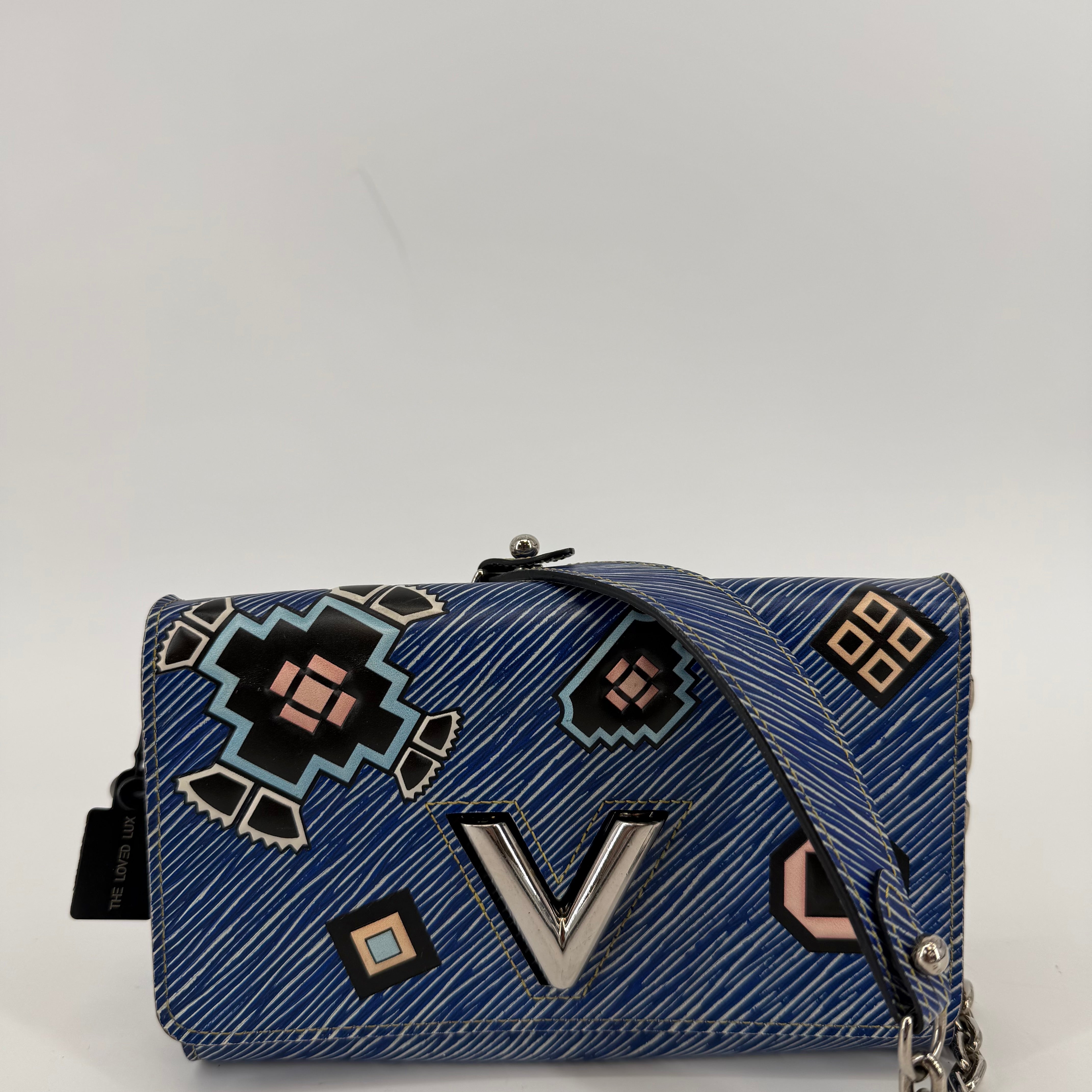Louis Vuitton Epi Aztec Blue Wallet On Chain With Shoulder Chain Strap (L-455)
