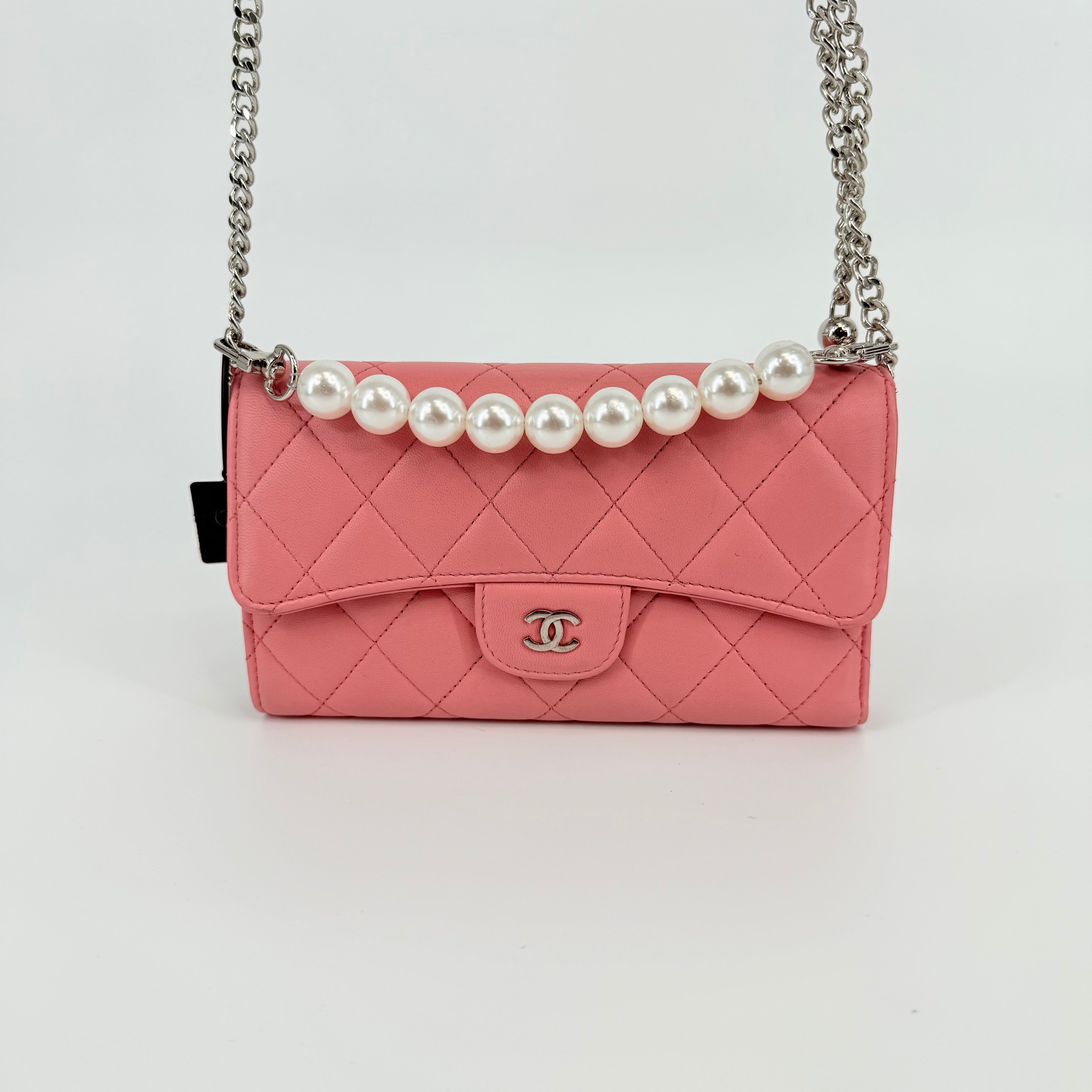 CHANEL CC Portafogli Clutch Wallet On Chain Pelle Rosa Pink
