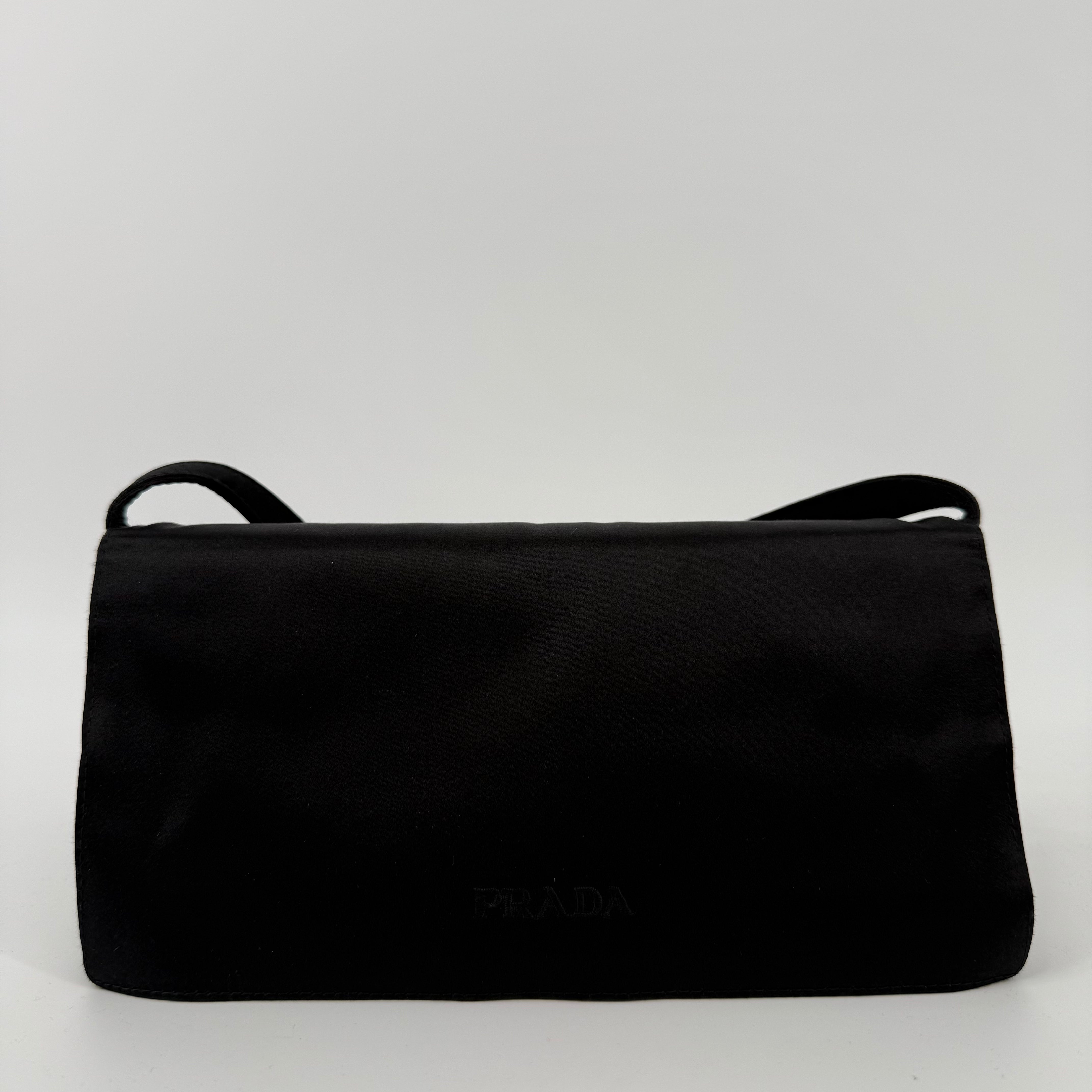 Prada Suede Black Pochette Shoulder Bag